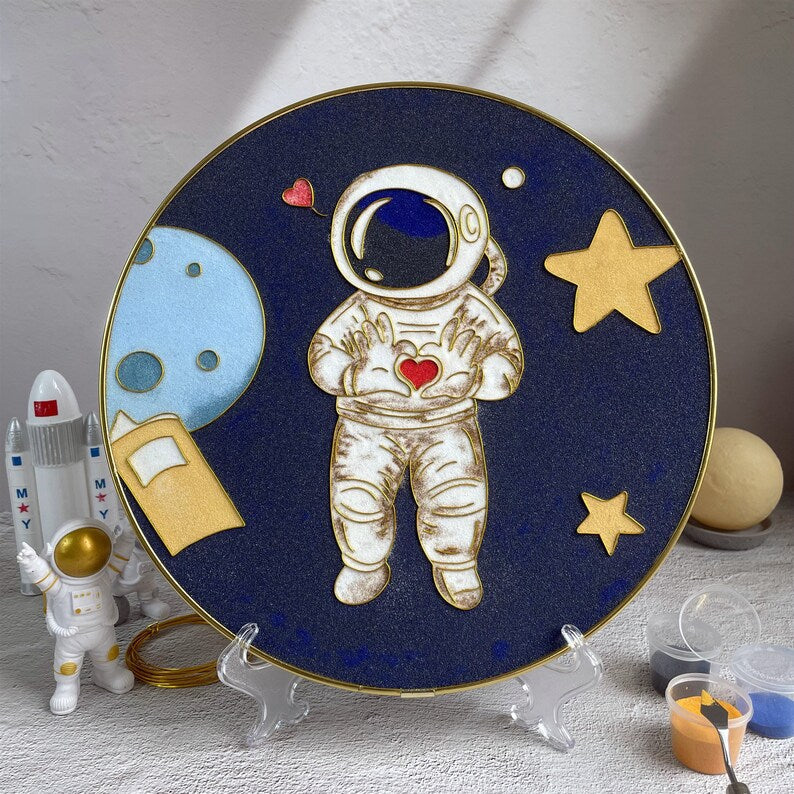Flying Astronaut, DIY Cloisonne Filigree Enamel Painting Kit, with Tutorial& All Tools
