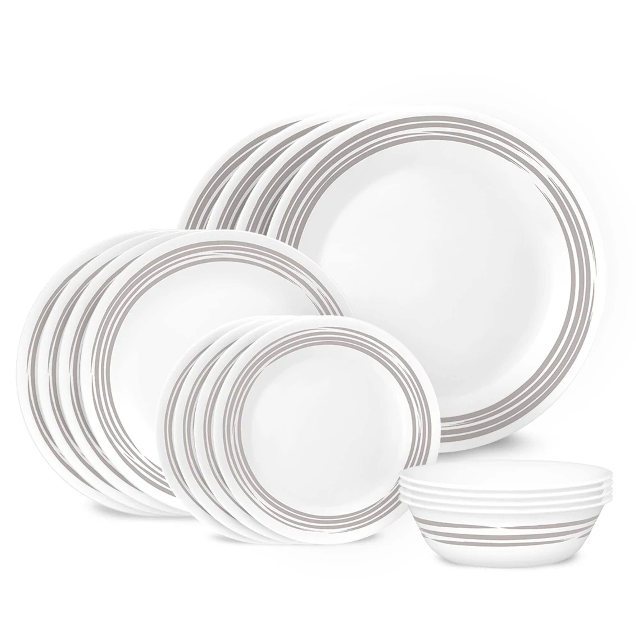 Corelle 16 Piece Dinnerware Set | Brushed Silver