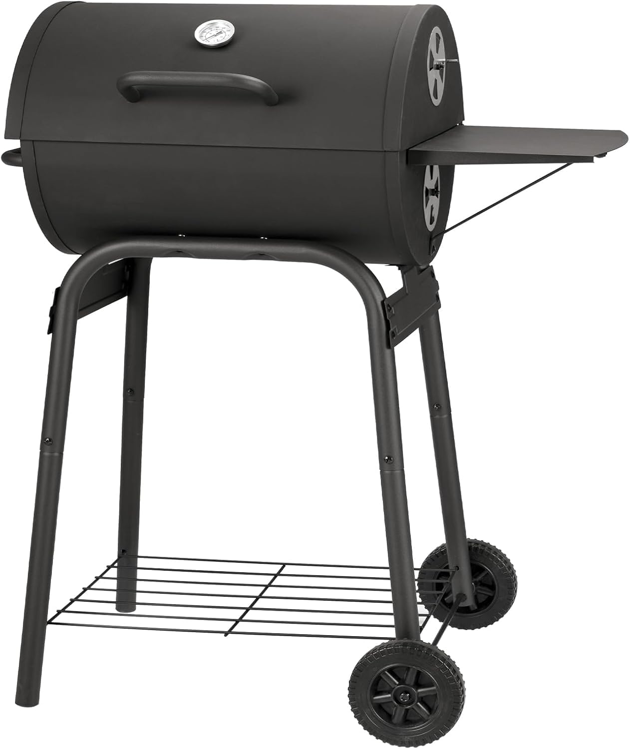 Kendane Barrel Charcoal Grill, Large Charcoal Grills with Side Shelf