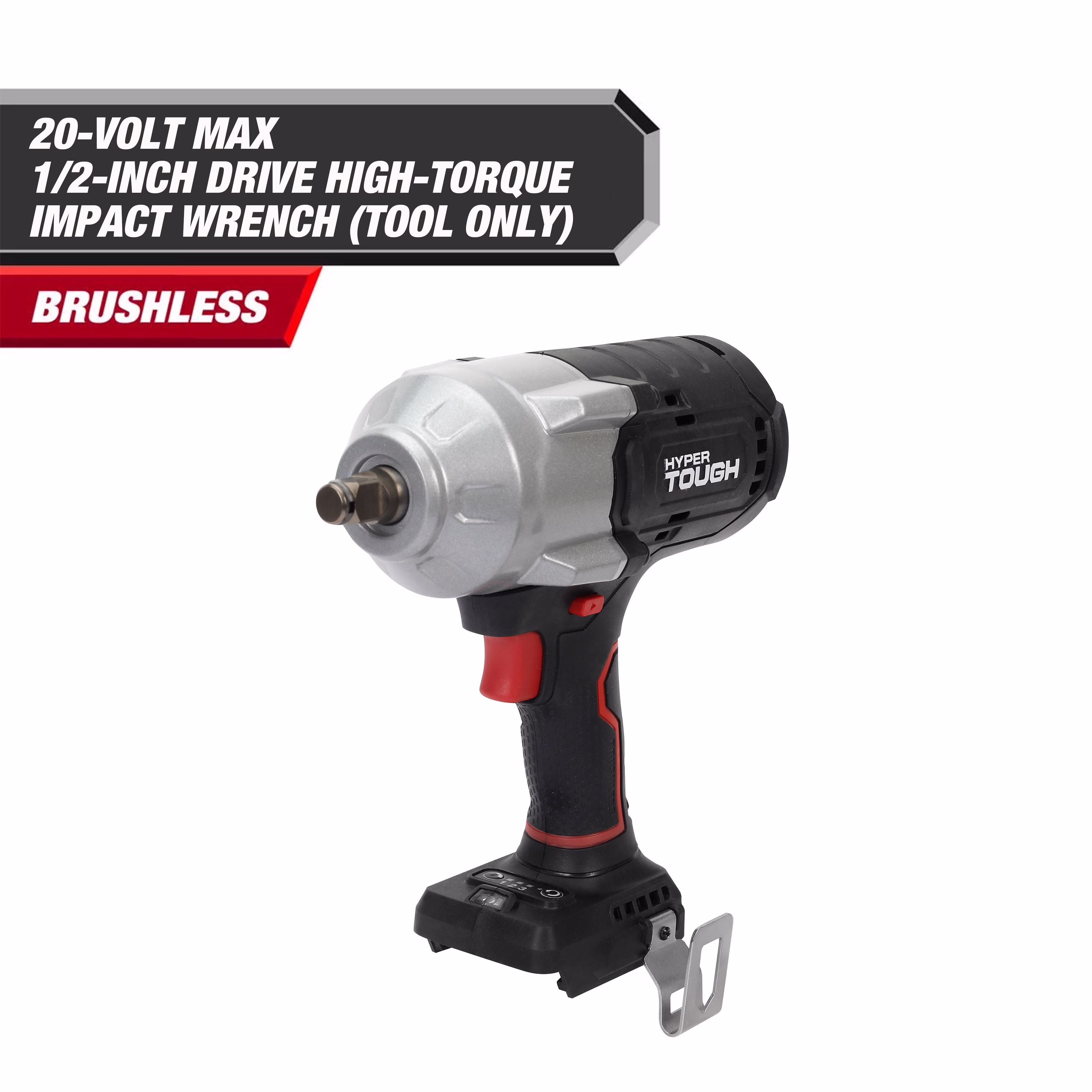 Hyper Tough 20V Max Brushless 1/2-inch High-Torque Cordless Impact Wrench with 4.0Ah Lithium-Ion Battery and Charger