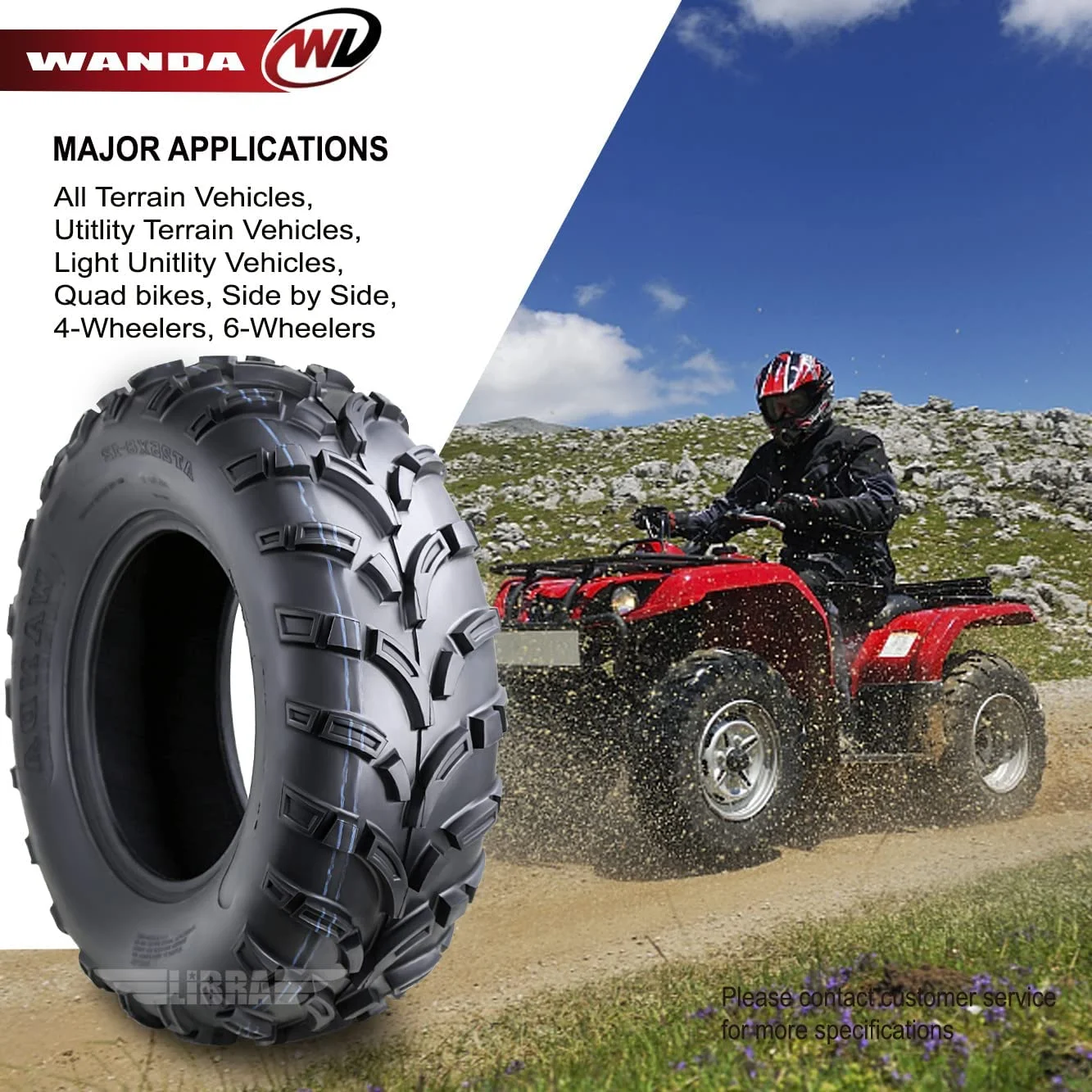 Wanda ATV/UTV Tires 25x8 - 12 Front & 25x10 - 12 Rear /6PR P373, Set 4