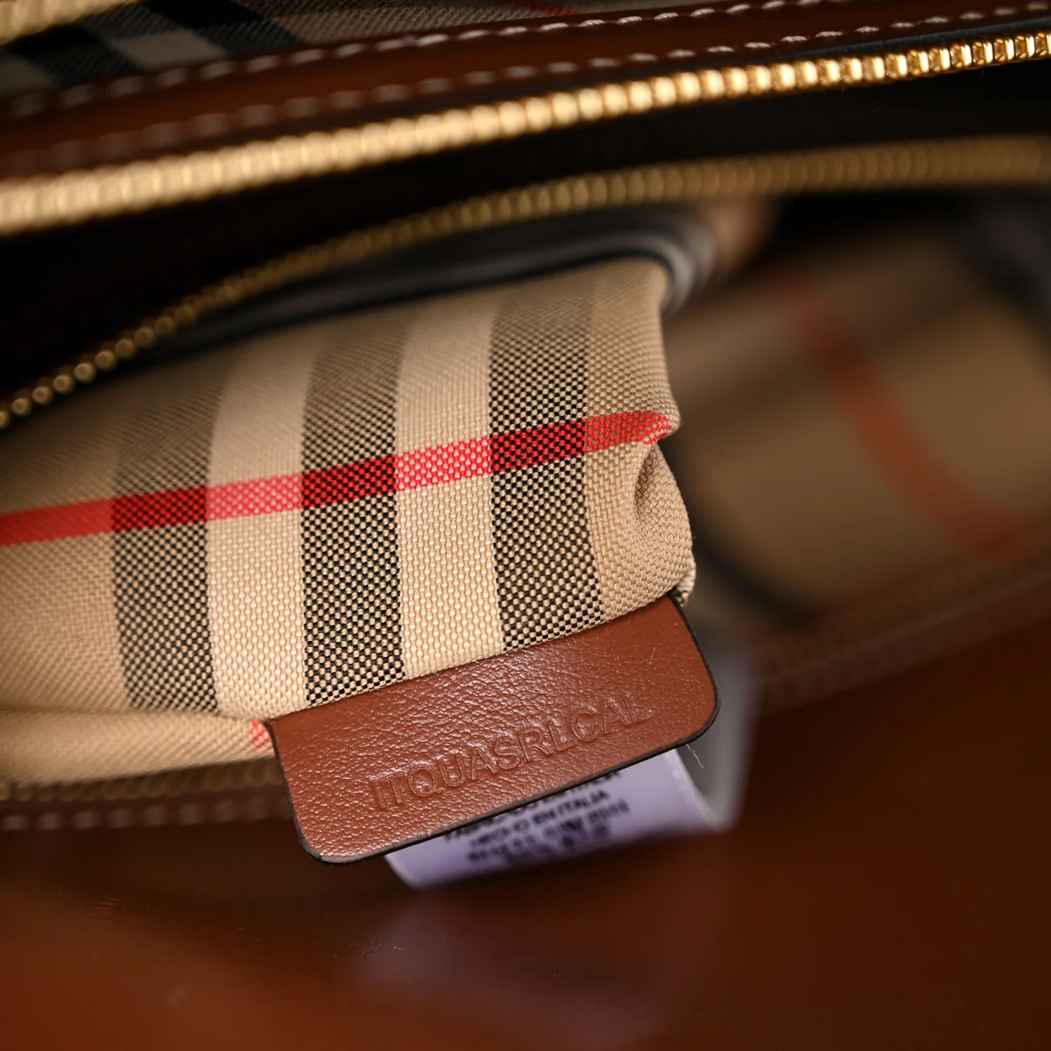 Calfskin Vintage Check Medium Two Handle Title Bag Black