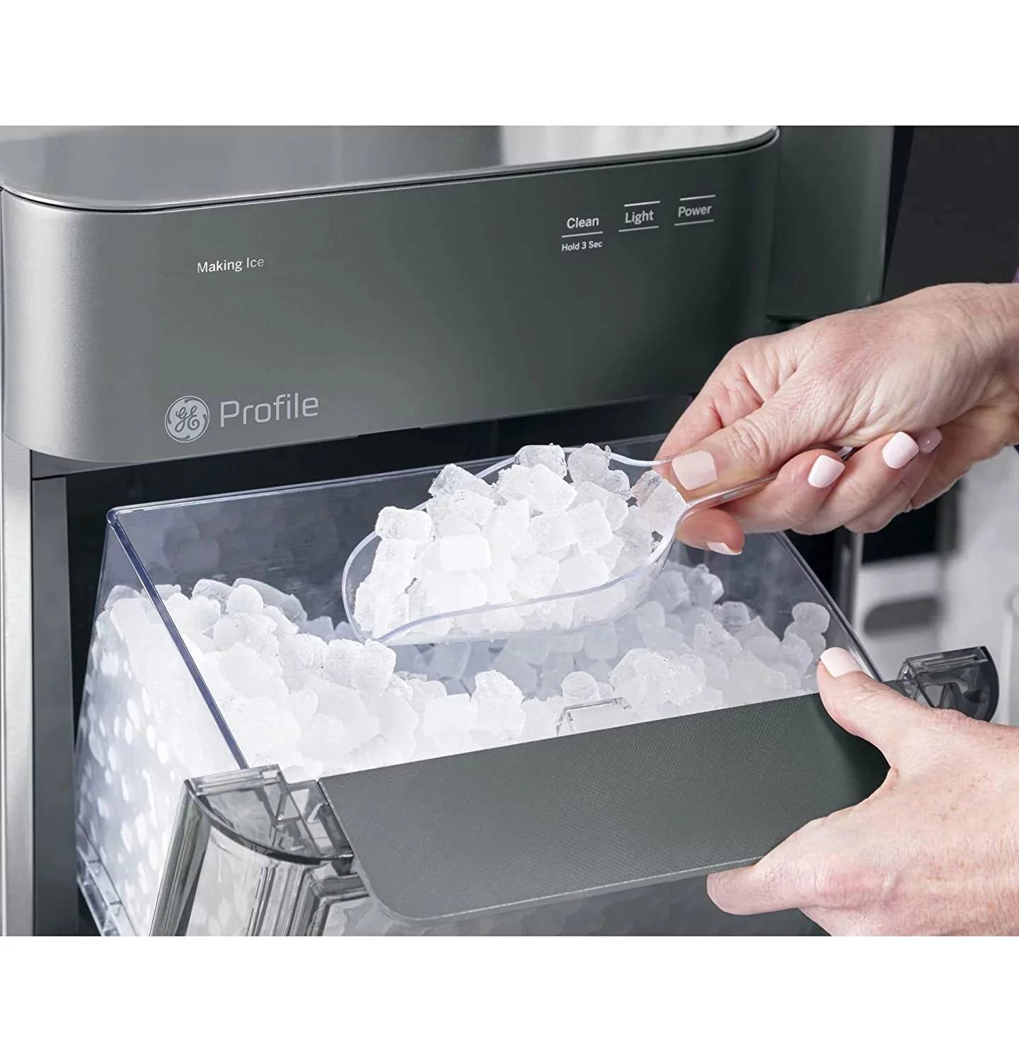 2.0 Countertop Nugget Ice Maker | Ice Machine with Wifi Connectivity | Smart Home Kitchen Essentials | Black Stainless