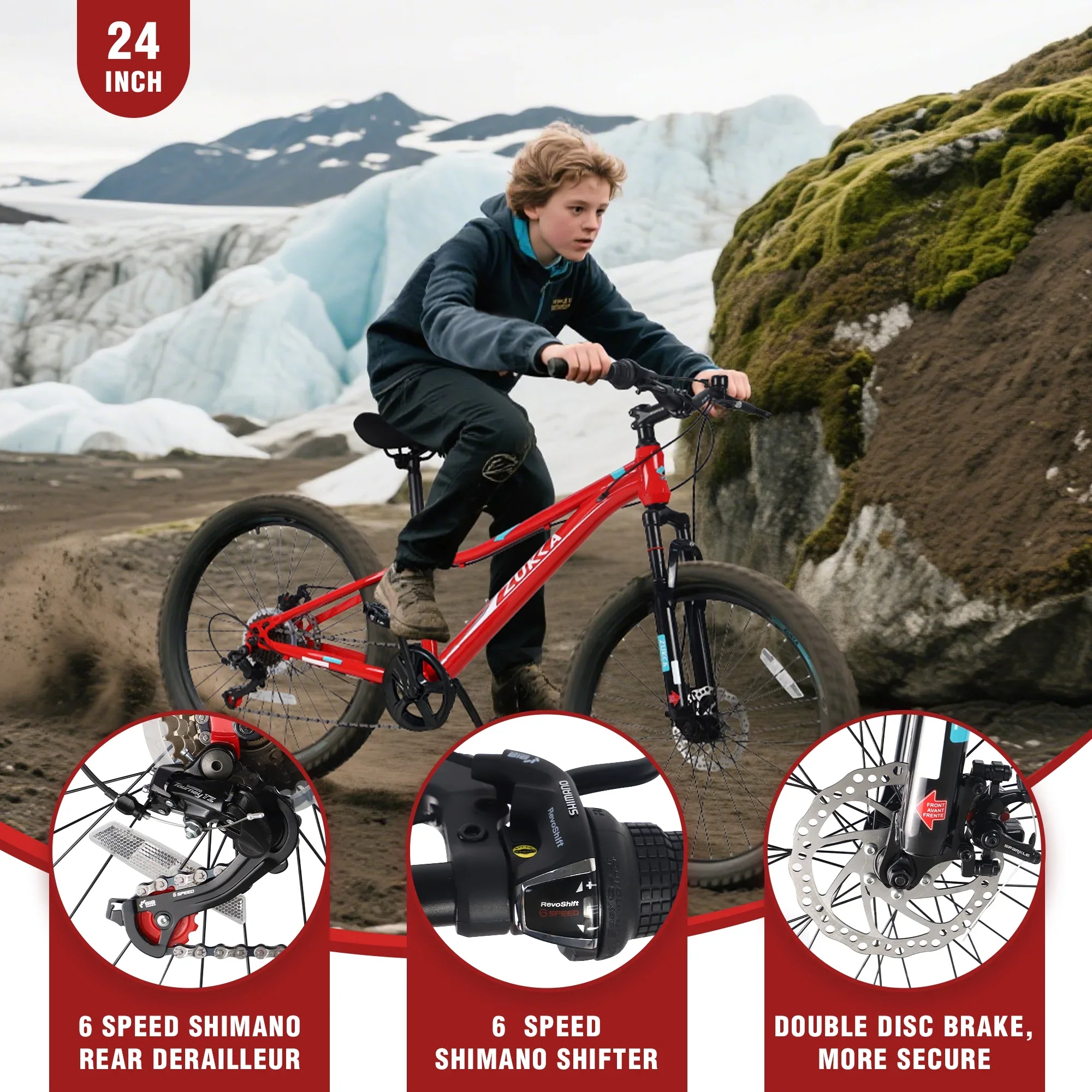 24“/26 Mountain Bike for Women - 21-Speed, Dual Disc Brakes, Front Suspension, All-Terrain Tires, 85% Pre-Assembled Carbon Steel Frame Bicycle