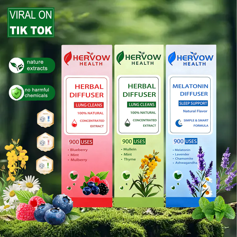 HERVOW Full Set Diffusers Blueberry Lavender Mint Aromatherapy Stick |Herbal Lung Cleanse Pen | Plant-Based,Portable Everyday Design | habit replacement