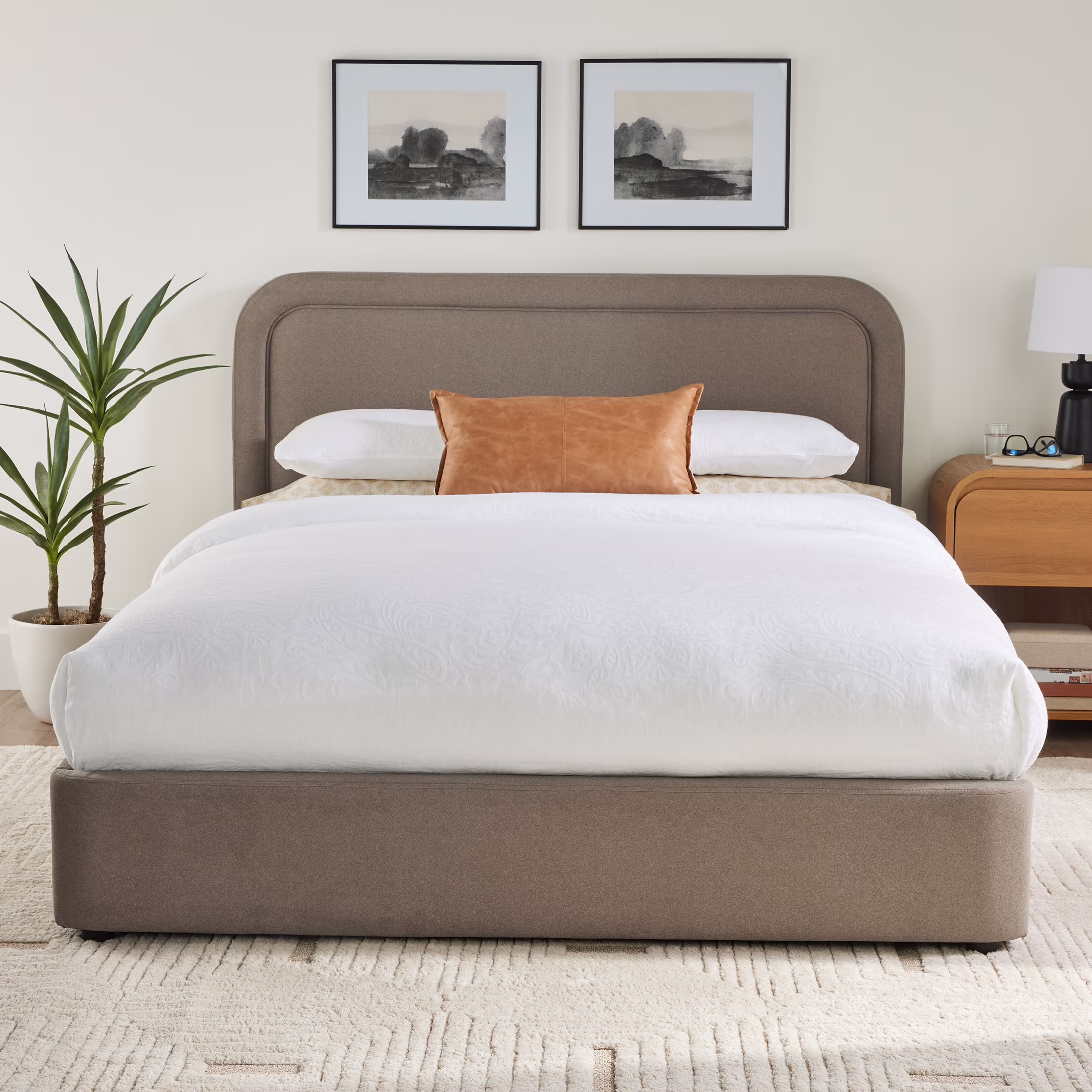 Better Homes & Gardens Juliet King Boucle Platform Bed, Ivory