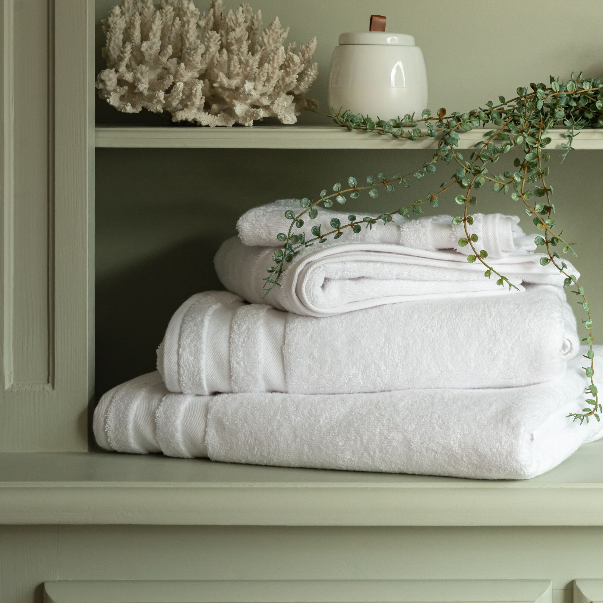 RIVIERA - Serviette de toilette qualité hôtelière en coton - blanc 50x100cm