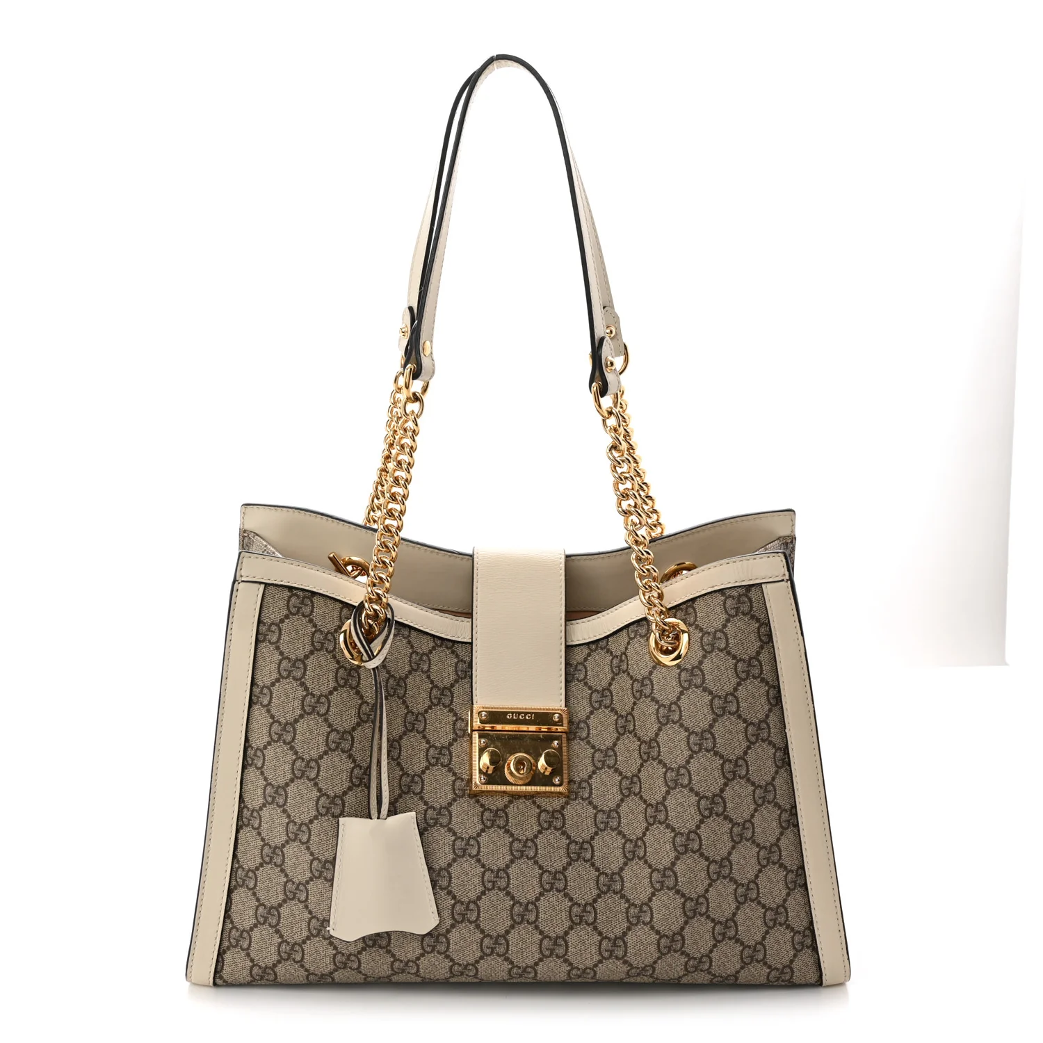 GG Supreme Monogram Medium Padlock Tote White
