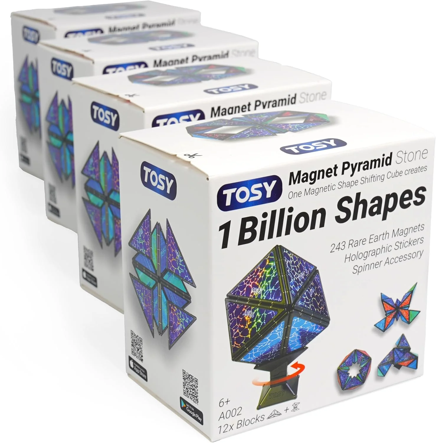 Magnetic Pyramid Puzzle: 14-Piece STEM Toy with 243 Magnets, 1 Billion Shapes