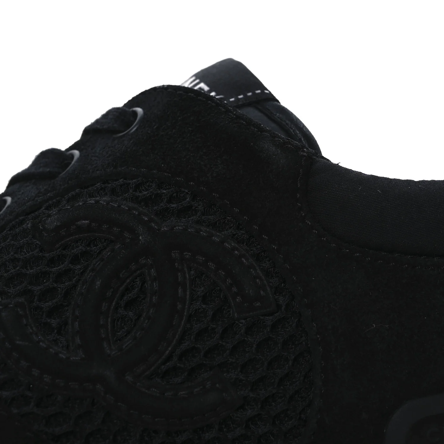 Calfskin Mesh Lycra Suede Womens Logo Sneakers 40 Black