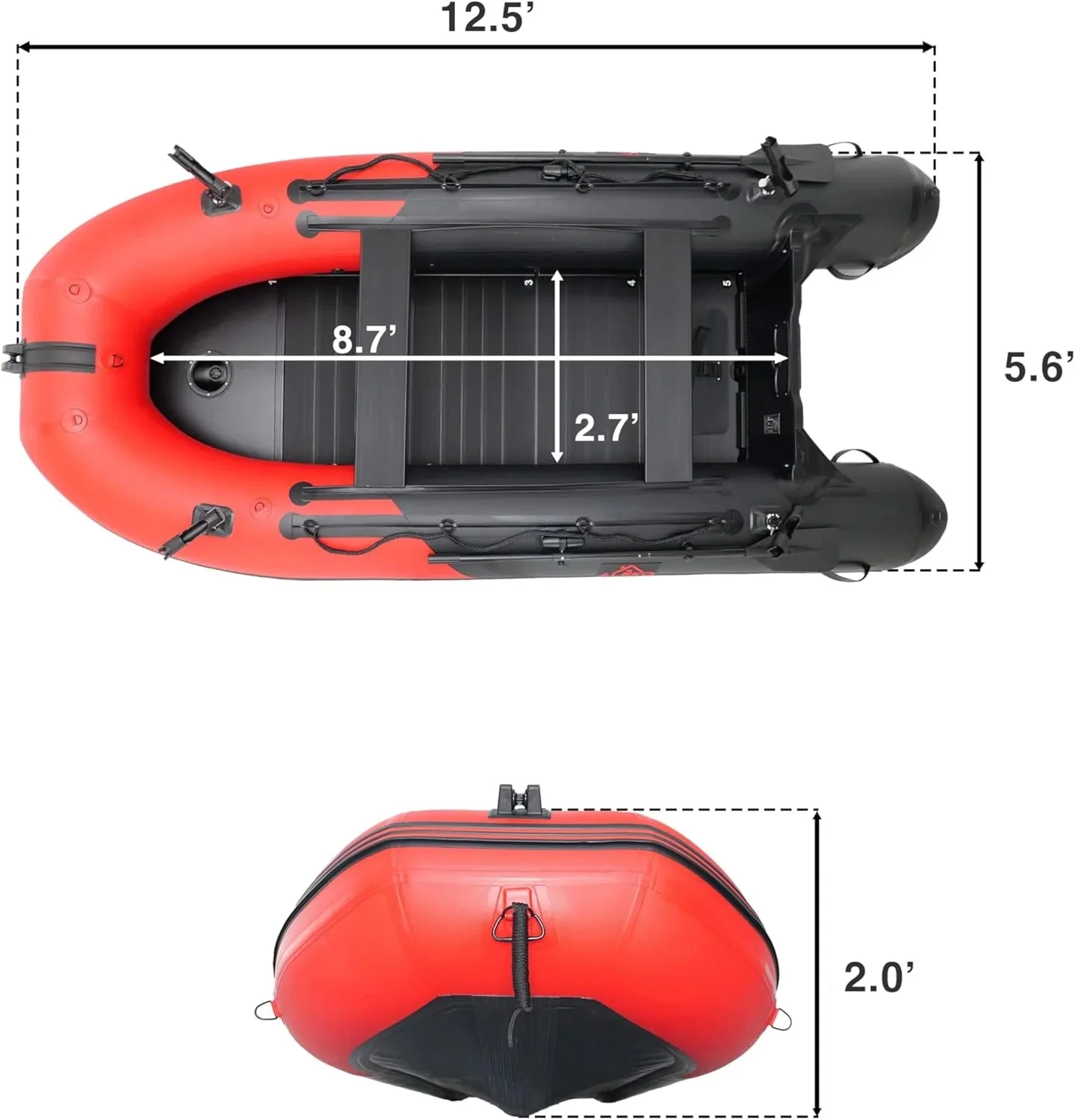 Inflatable Boat | Yacht Dinghy Tender Raft | Multi Person Fishing Boat | Aluminum Floor Oars | Fishing Rod Holders | Heavy-duty Pvc | 2024…