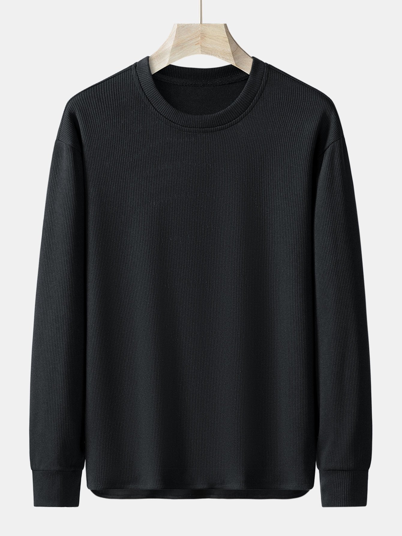 T-shirt à manches longues en maille côtelée et coupe décontractée