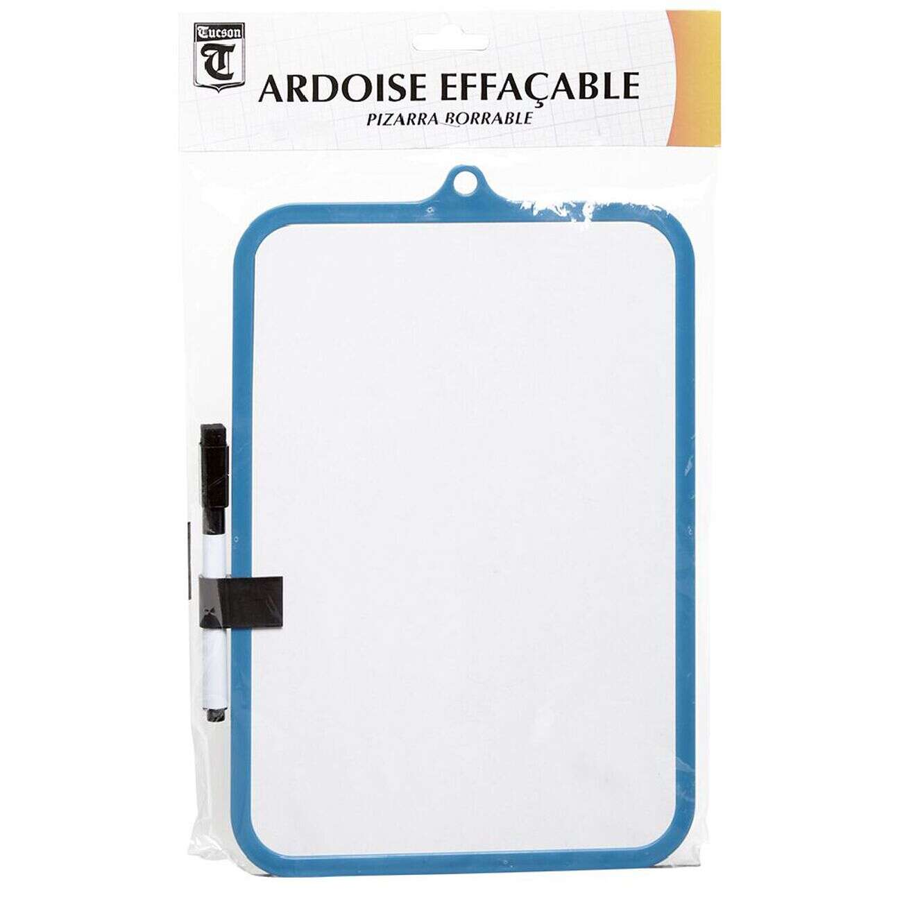 Ardoise effaçable à sec Tucson blanc et bleu