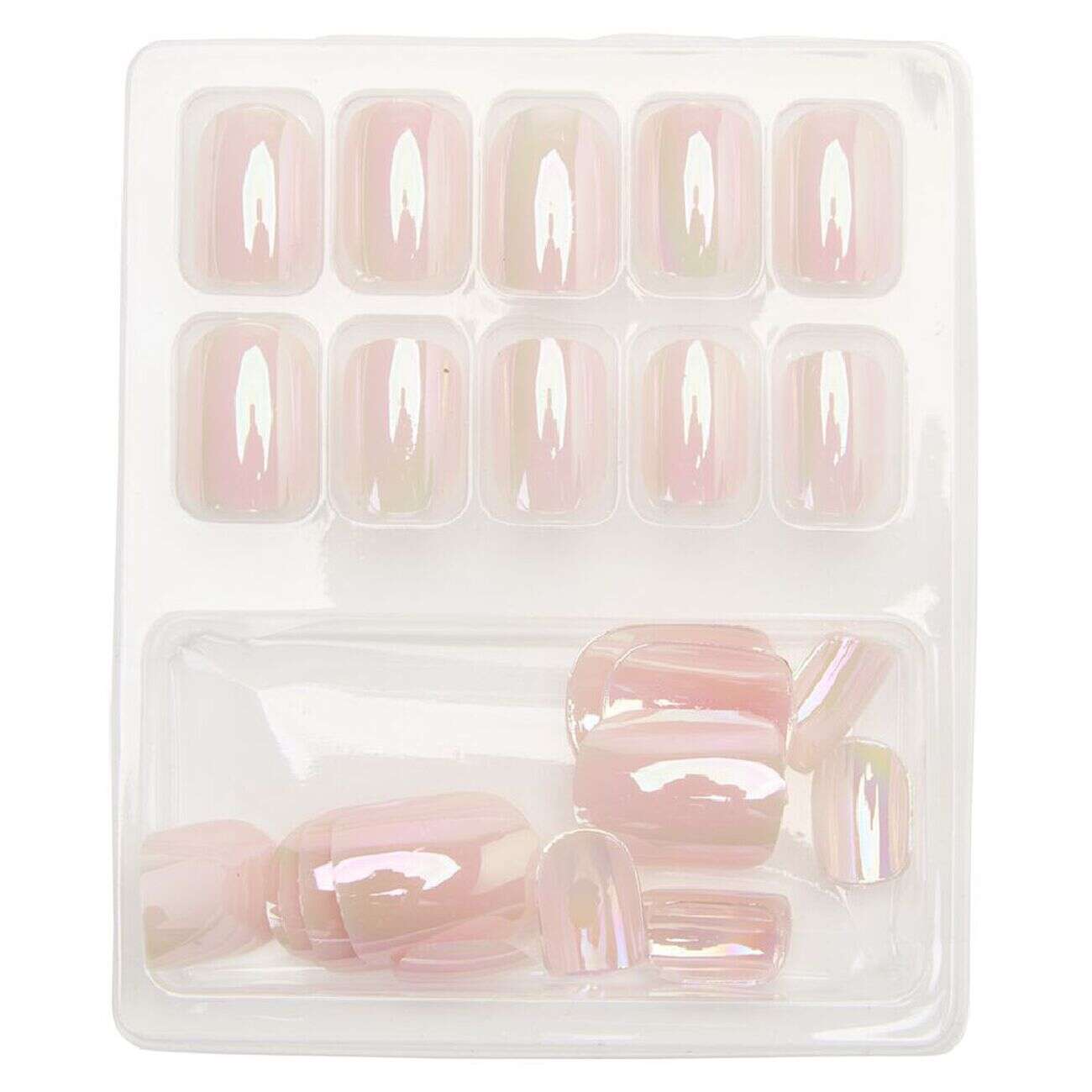 Kit de faux ongles en acrylique rose clair effet miroir