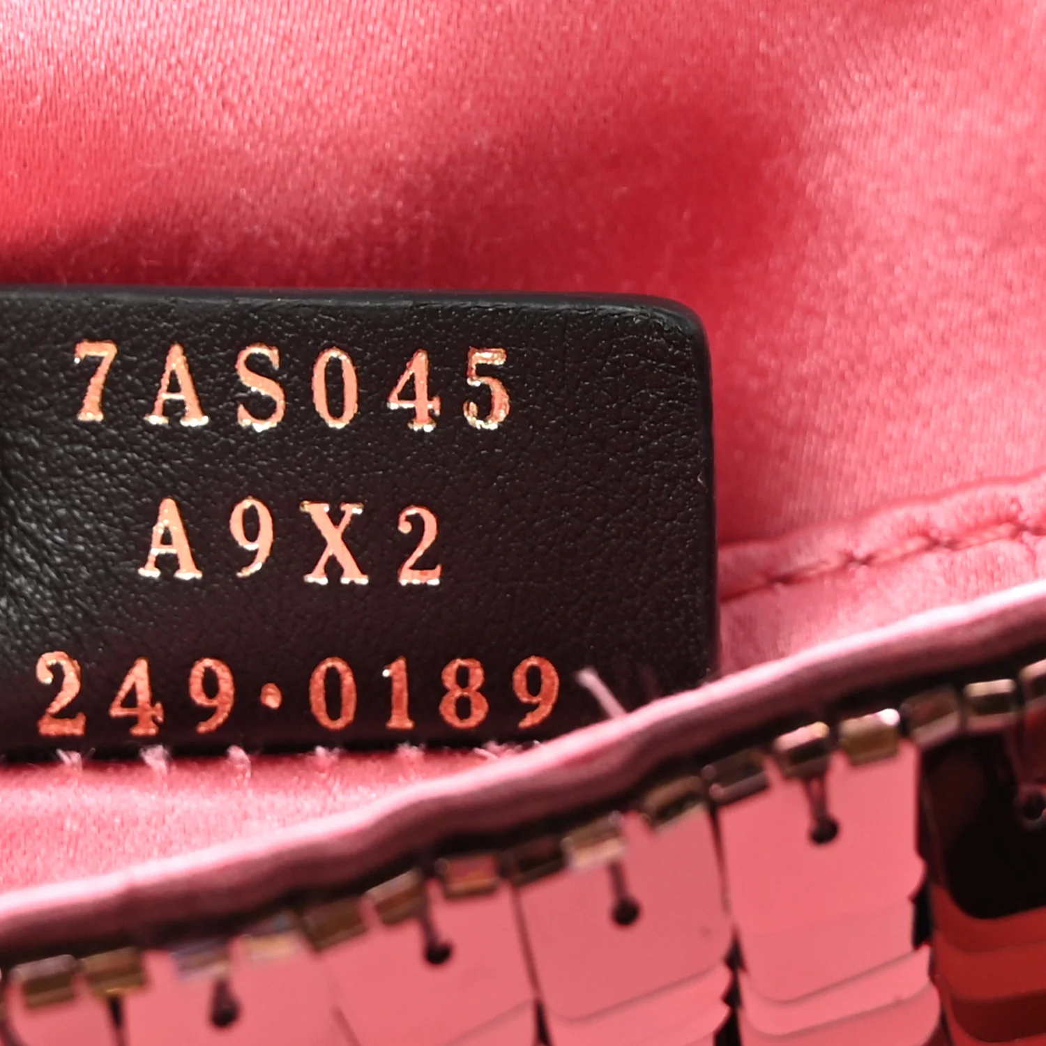 Sequin Paillettes Shiny Nappa Sex and the City Nano Maxi Buckle Baguette Charm Granata