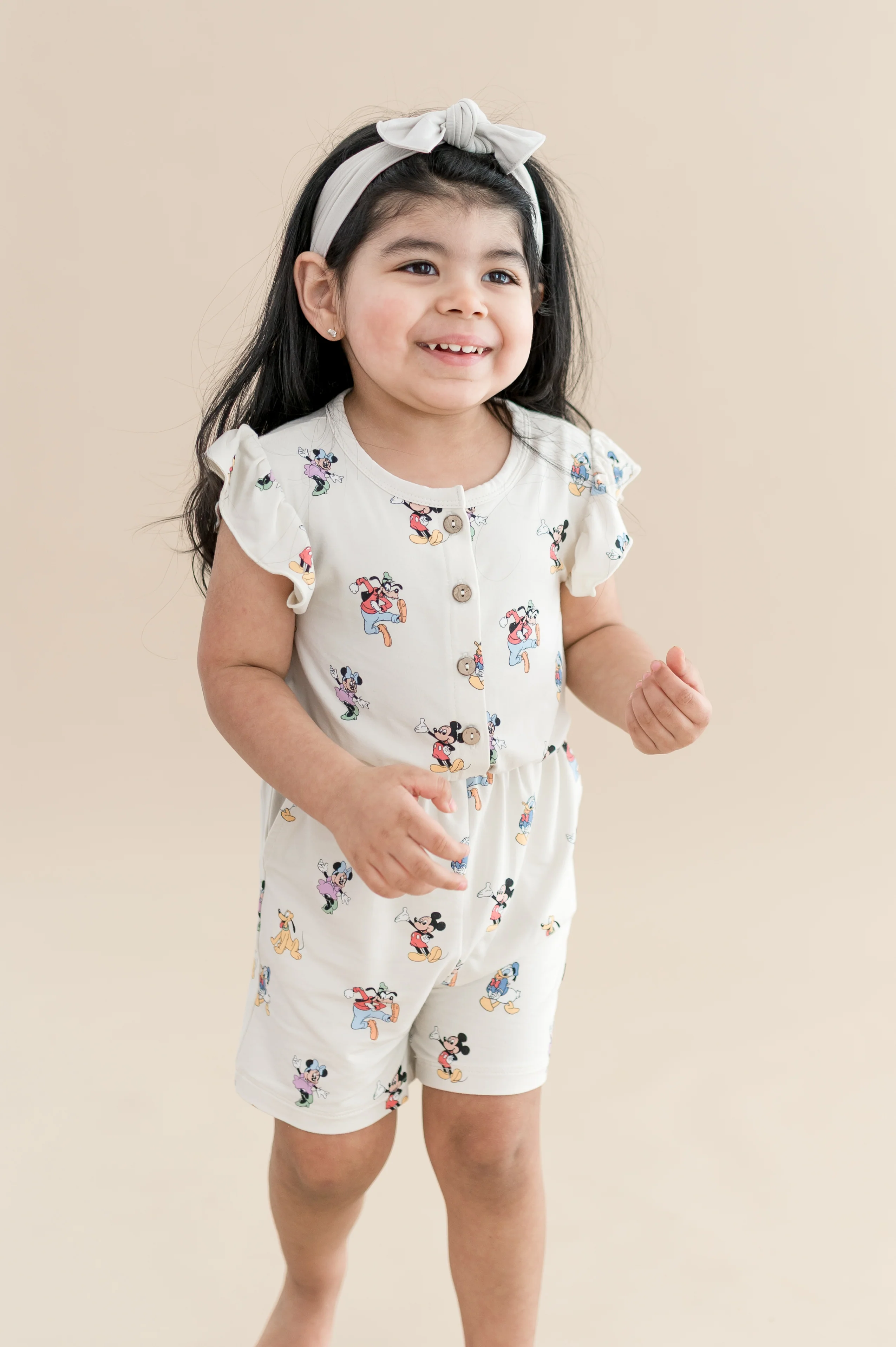 Flutter Sleeve Romper in Mickey Mouse and Friends