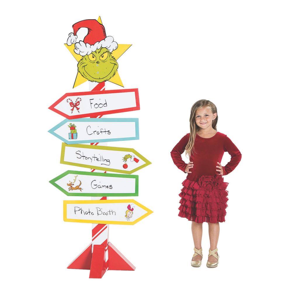 Dr. Seuss The Grinch Directional Sign Cardboard Stand-up - Party Decor - 1 Piece