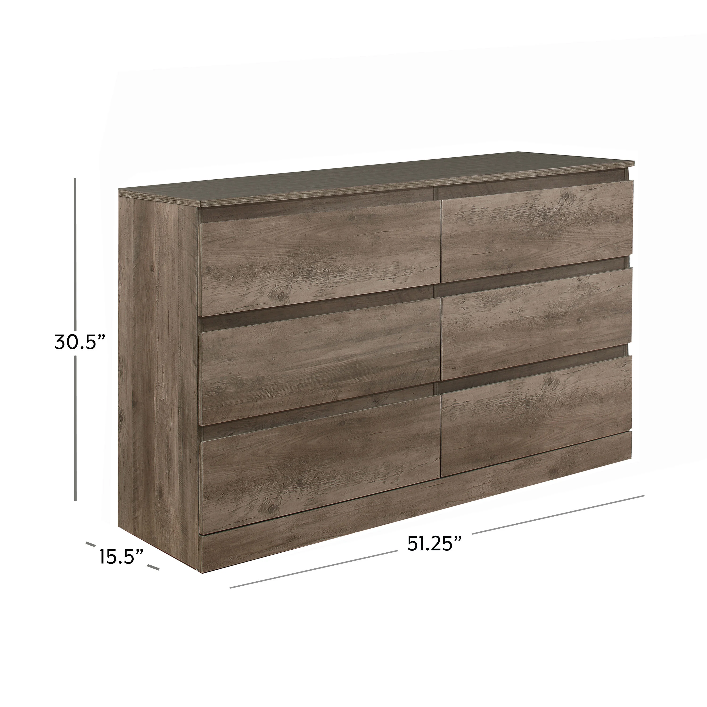 Brindle 6 Drawer Dresser, Gray Oak, by (Gray Oak) - Image 4