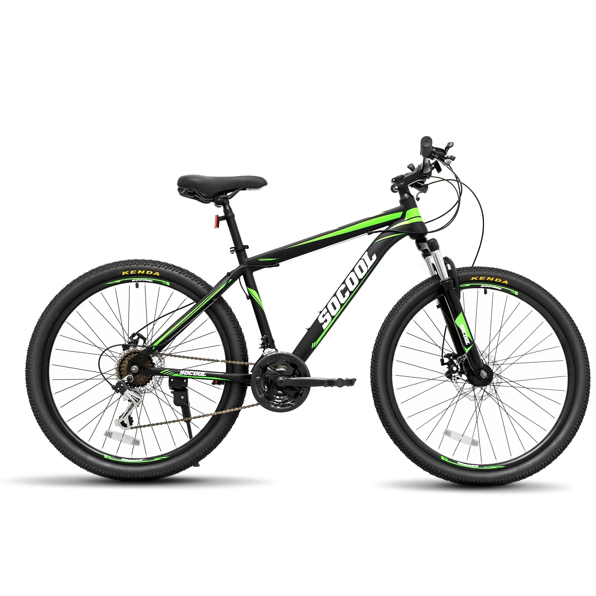 Men'S Mountain Bike, 26 in Wheels, 21 Speeds - Black & White & Green
