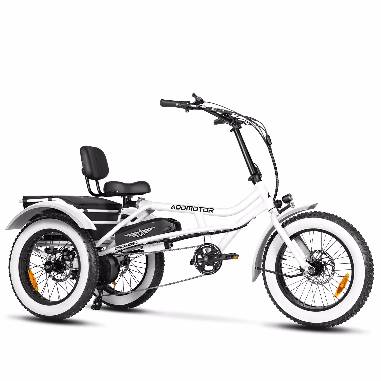M-360II Semi-Recumbent Electric Trike, 85MI, Fat Tire 3 Wheel Electric Bike for Adults, 750W 48V 20Ah Electric Tricycle for Seniors, 20" Electric Trike with Speed Differential, Green(Standard/Green) - Image 5