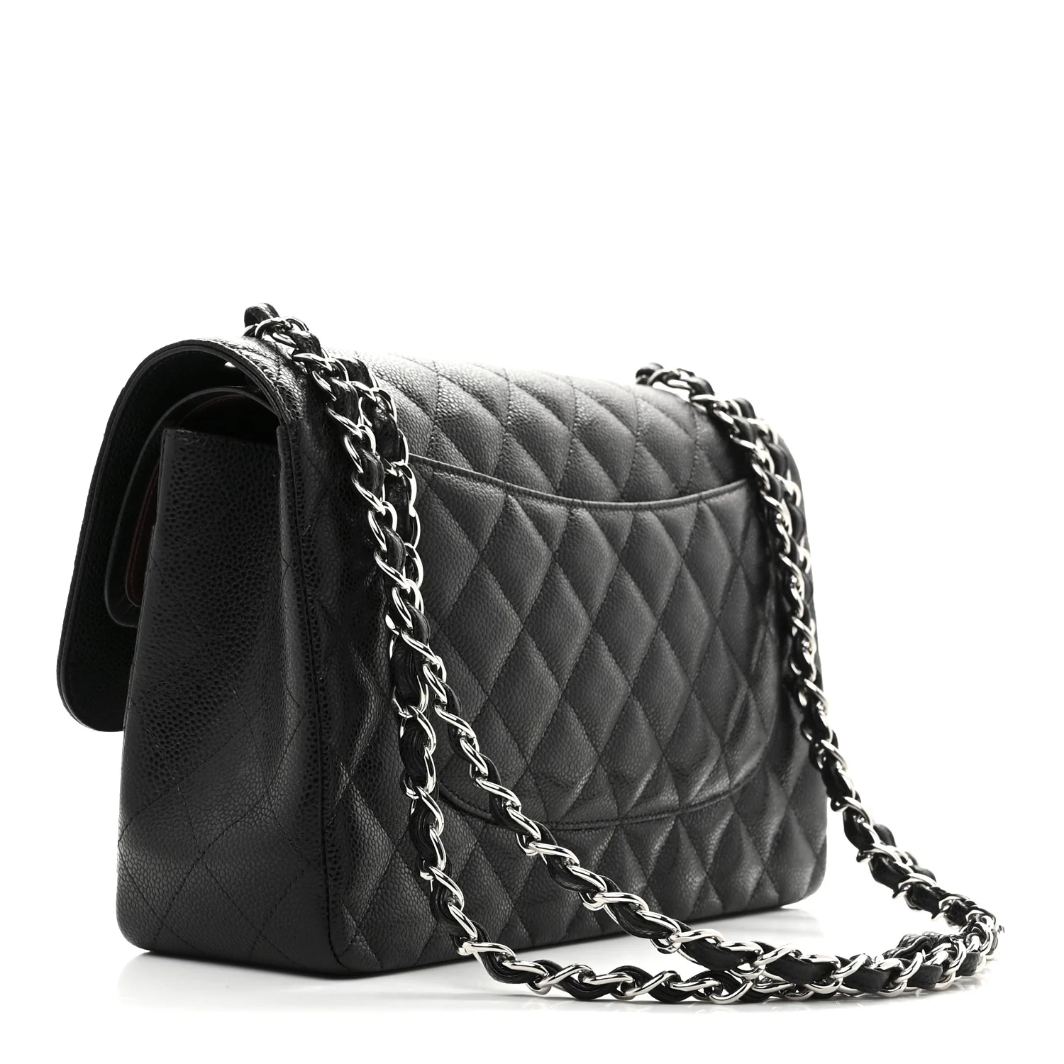 Caviar Quilted Jumbo Double Flap Black