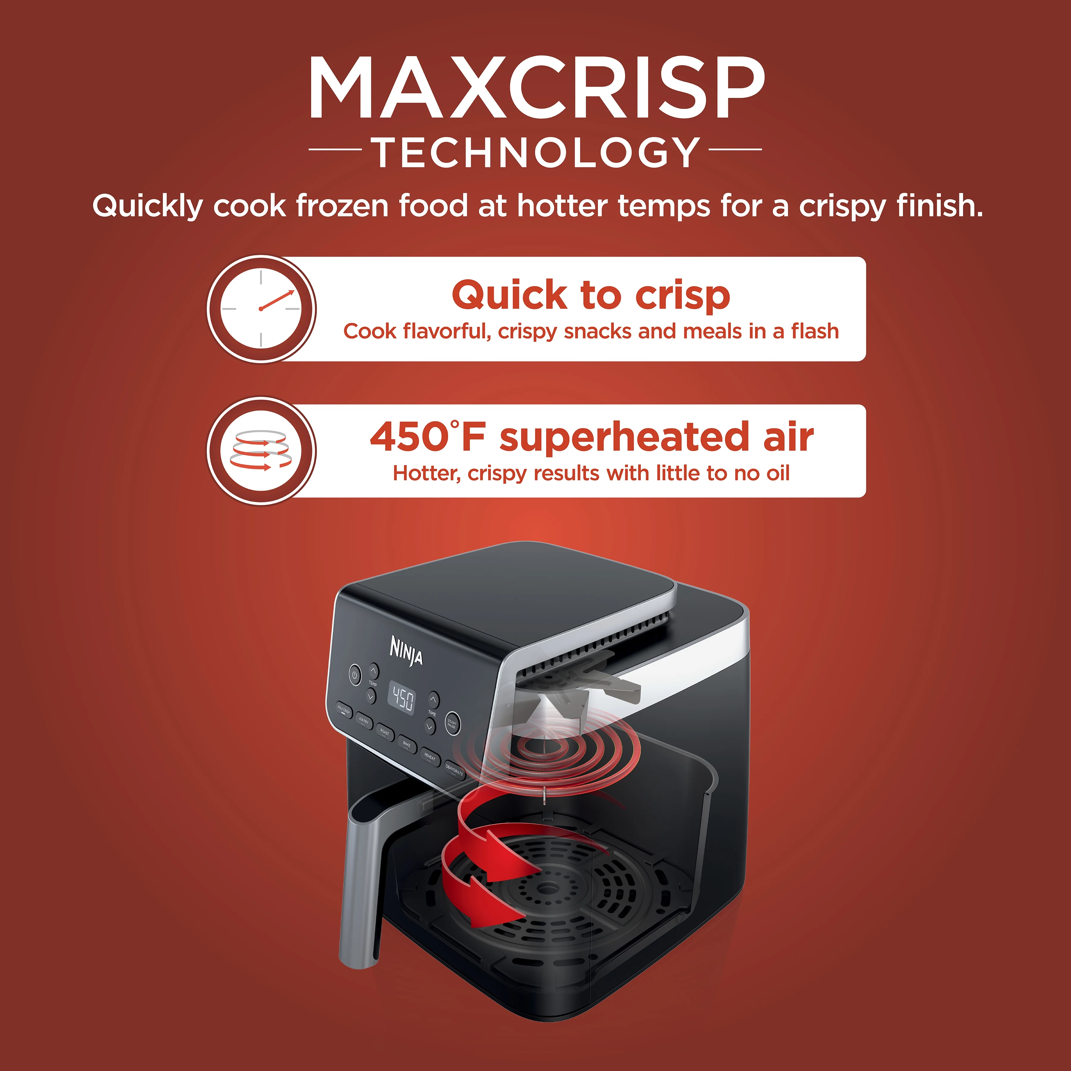 Ninja Air Fryer Pro XL 6 - in - 1 with 6.5 QT Capacity, Max Crisp, Air Fry, Air Roast, Bake, Reheat, Dehydrate