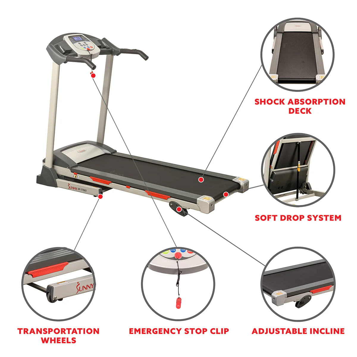 Powerful Electric Treadmill for Home, Foldable, Manual Incline, Built In Programs, Pulse Sensor, SF T7603 Image 3