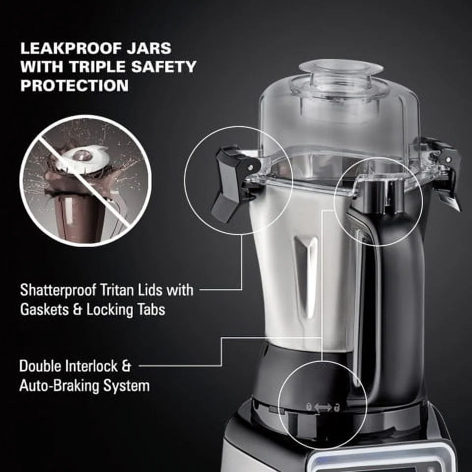 Hamilton Beach Professional 2.2 HP 120V Juicer Mixer Grinder with 3 Stainless Steel Jars, 1.5 Liters, Model 58770