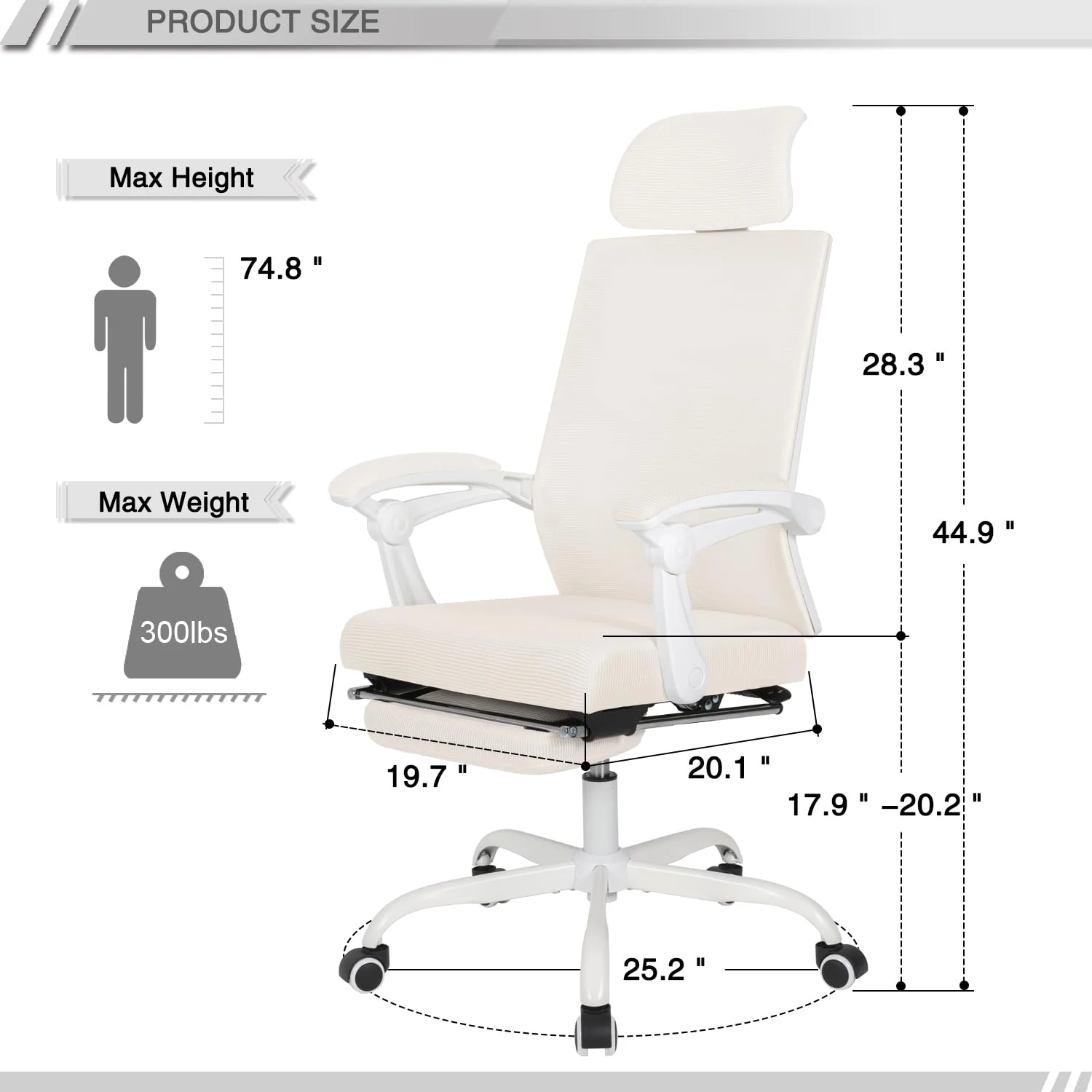 Qulomvs Mesh Ergonomic Office Chair with Footrest