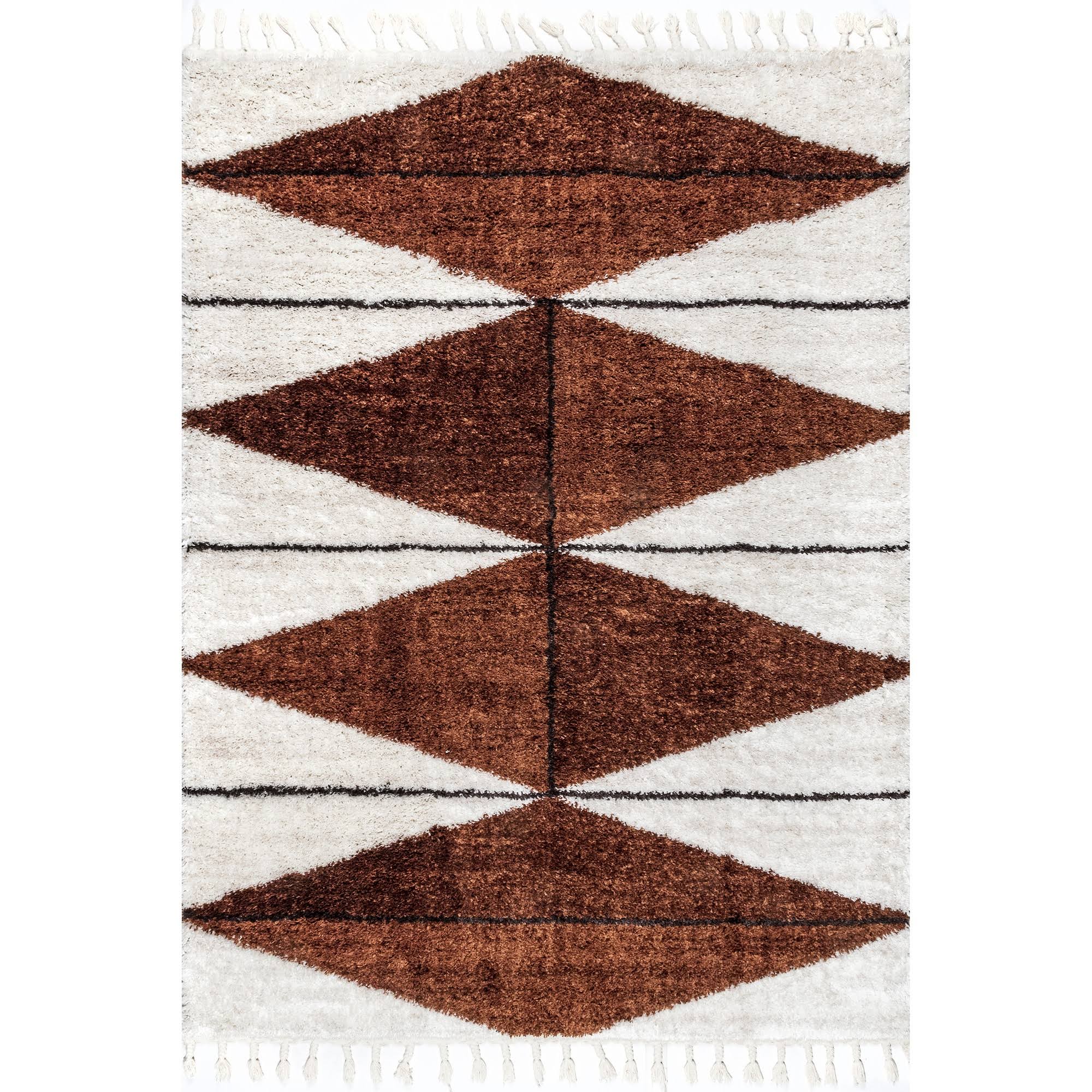 nuLOOM Kali Shaggy Diamond Tassel Rust 3 ft. x 5 ft. Accent Rug, Red