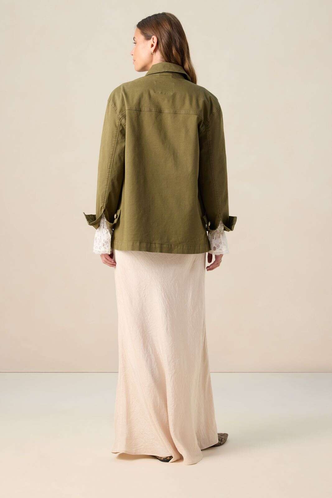 Donkergroen jack met opgestikte zakken