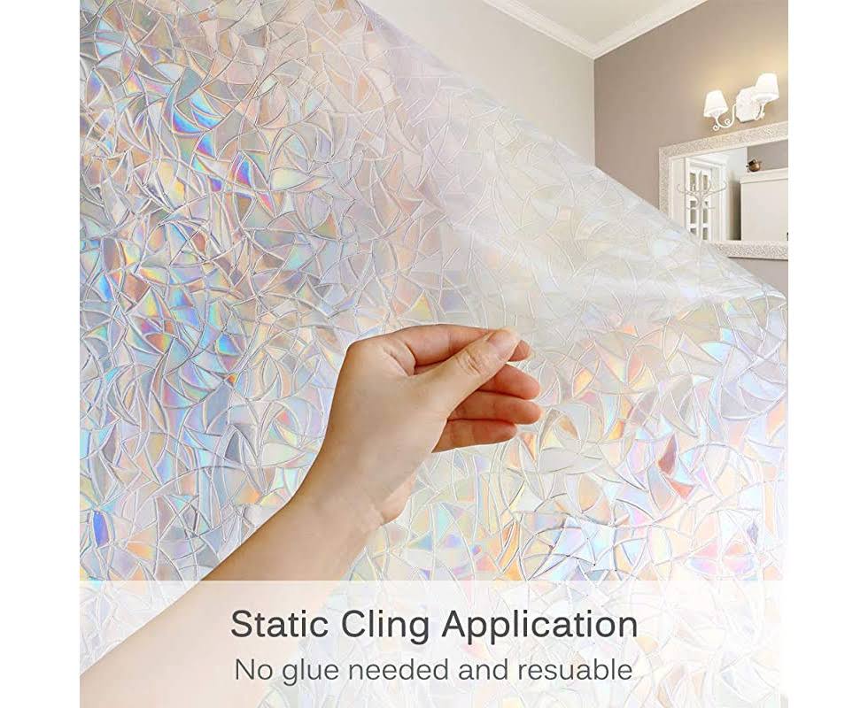 Volcanics Window Privacy Film Static Window Clings Vinyl 3D Window Decals Window Stickers Rainbow Window Film for Glass Door Home Heat Control Anti UV