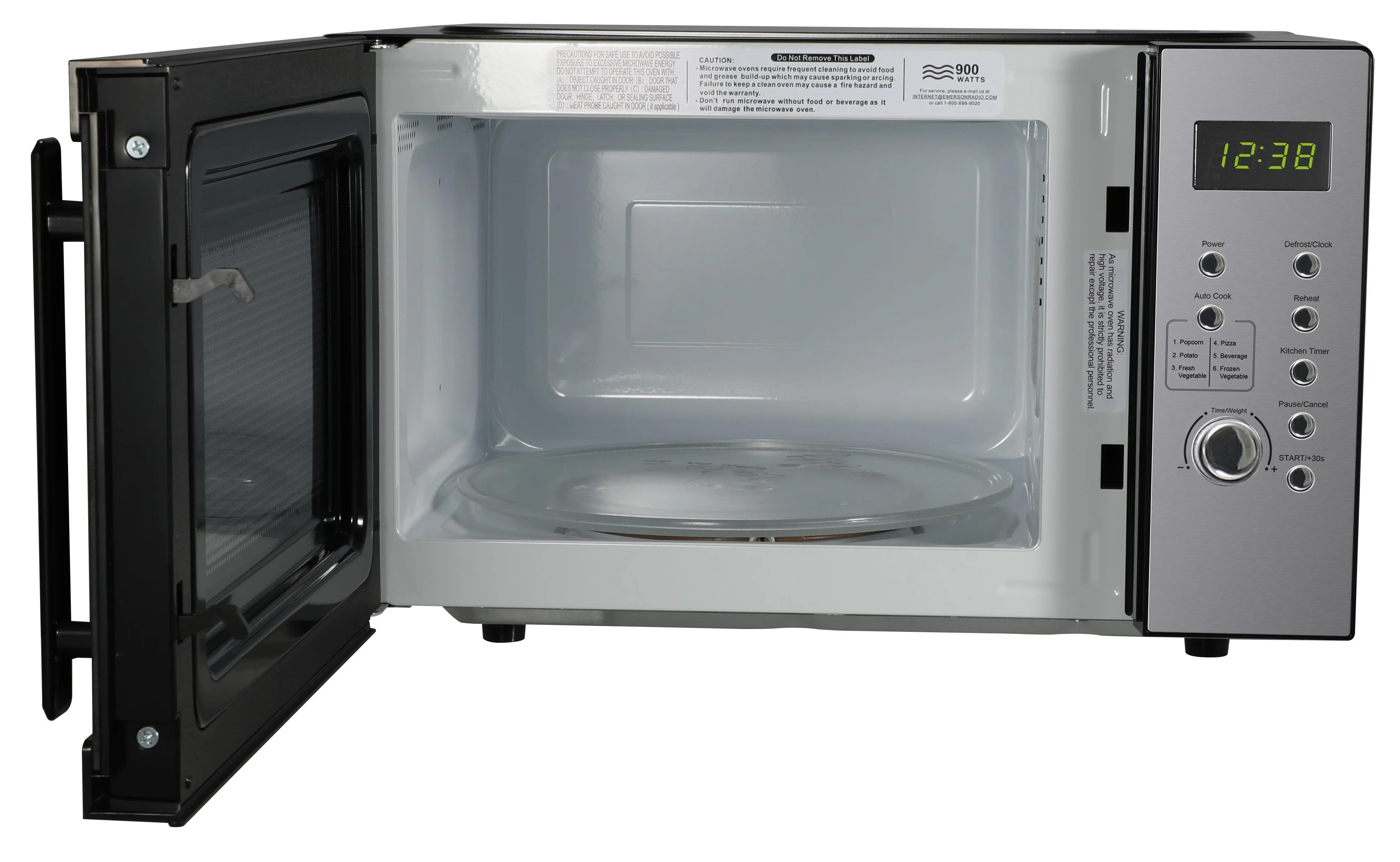 Emerson 0.9 cu ft, 900W Digital Control Countertop Microwave Oven, Stainless Steel - MW9005SS