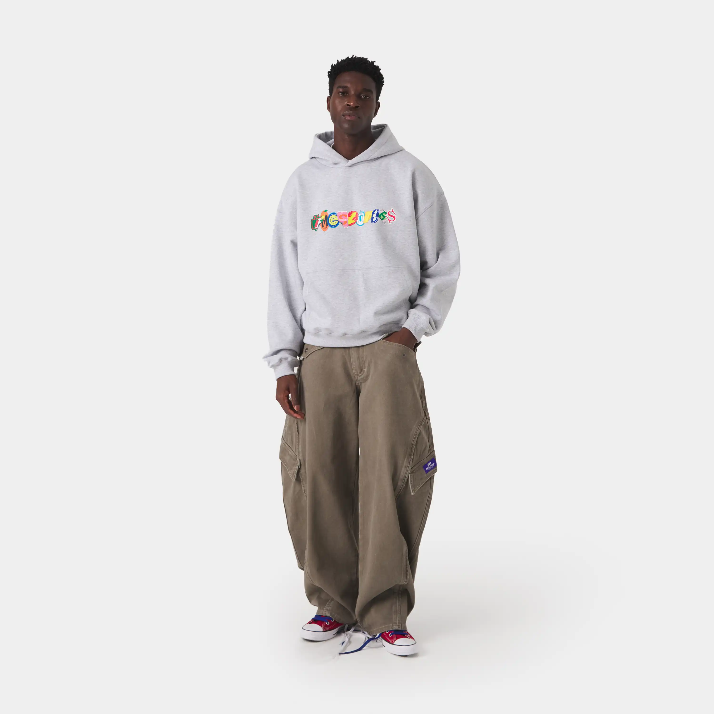Stickers Grey Oversized Hoodie