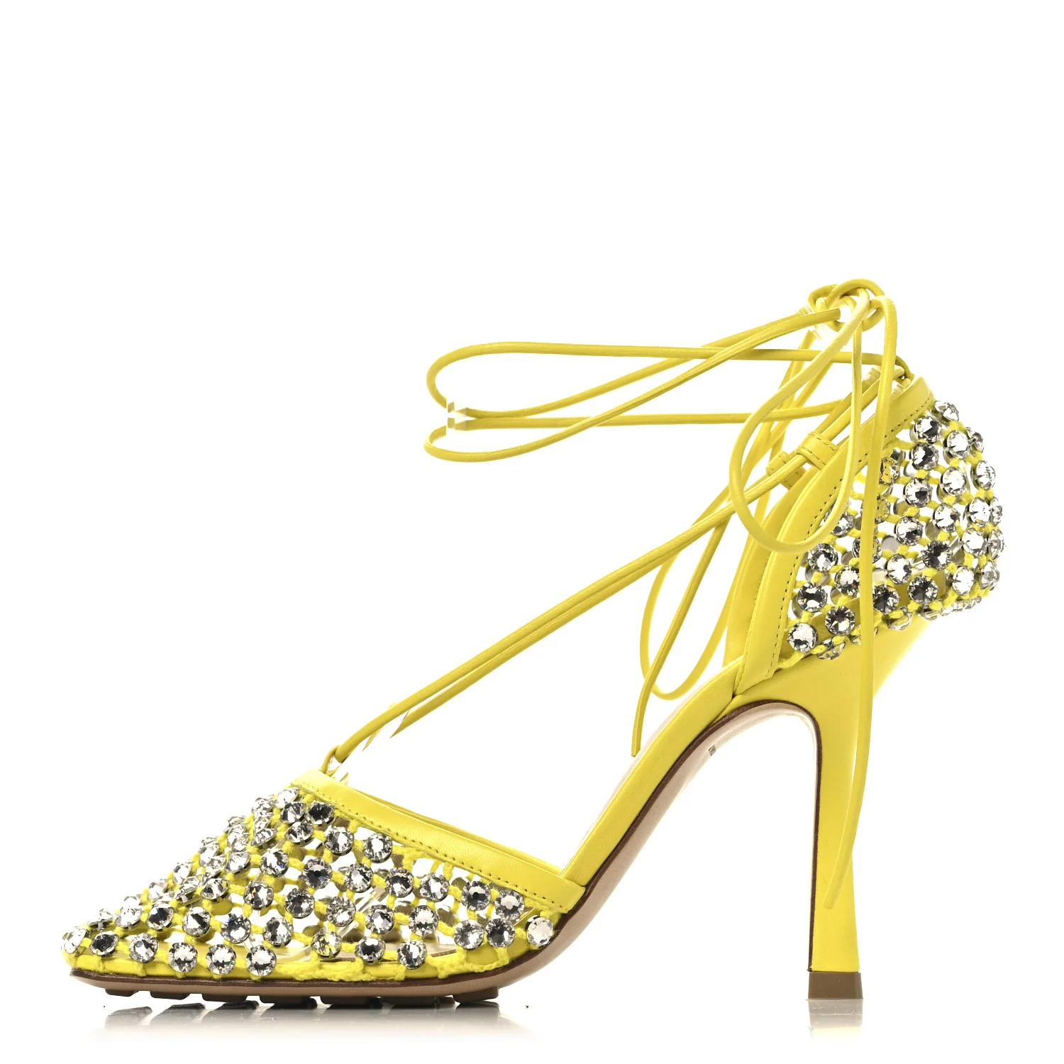 Mesh Nappa Crystal Embellished Sparkle Stretch Ankle Tie Sandals 36 36 Light House