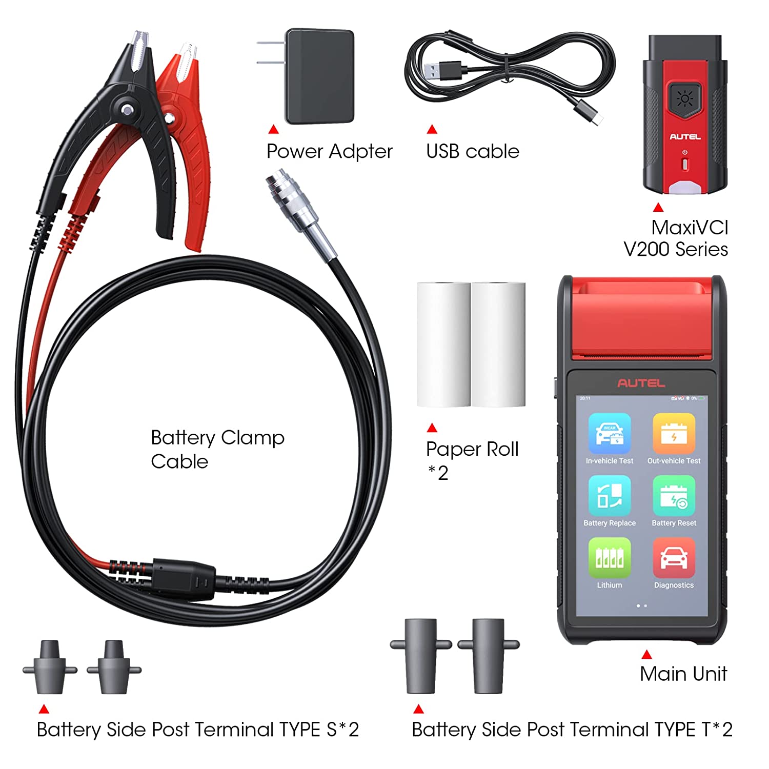 Autel Maxibas BT608(E) Battery Tester 12V 100 - 3000 CCA Load Tester, Cranking & Charging Systems Analyzer, Adaptive Conductance, Full System Diagnostic Scanner with Auto Battery Registration, Black