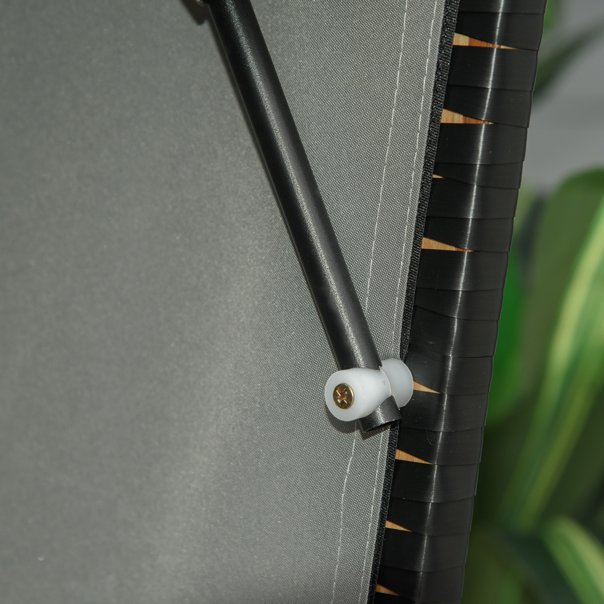 Outsunny strandstoel met dak rotan look klaptafel lichtgrijs 118 x 79 x 150 cm