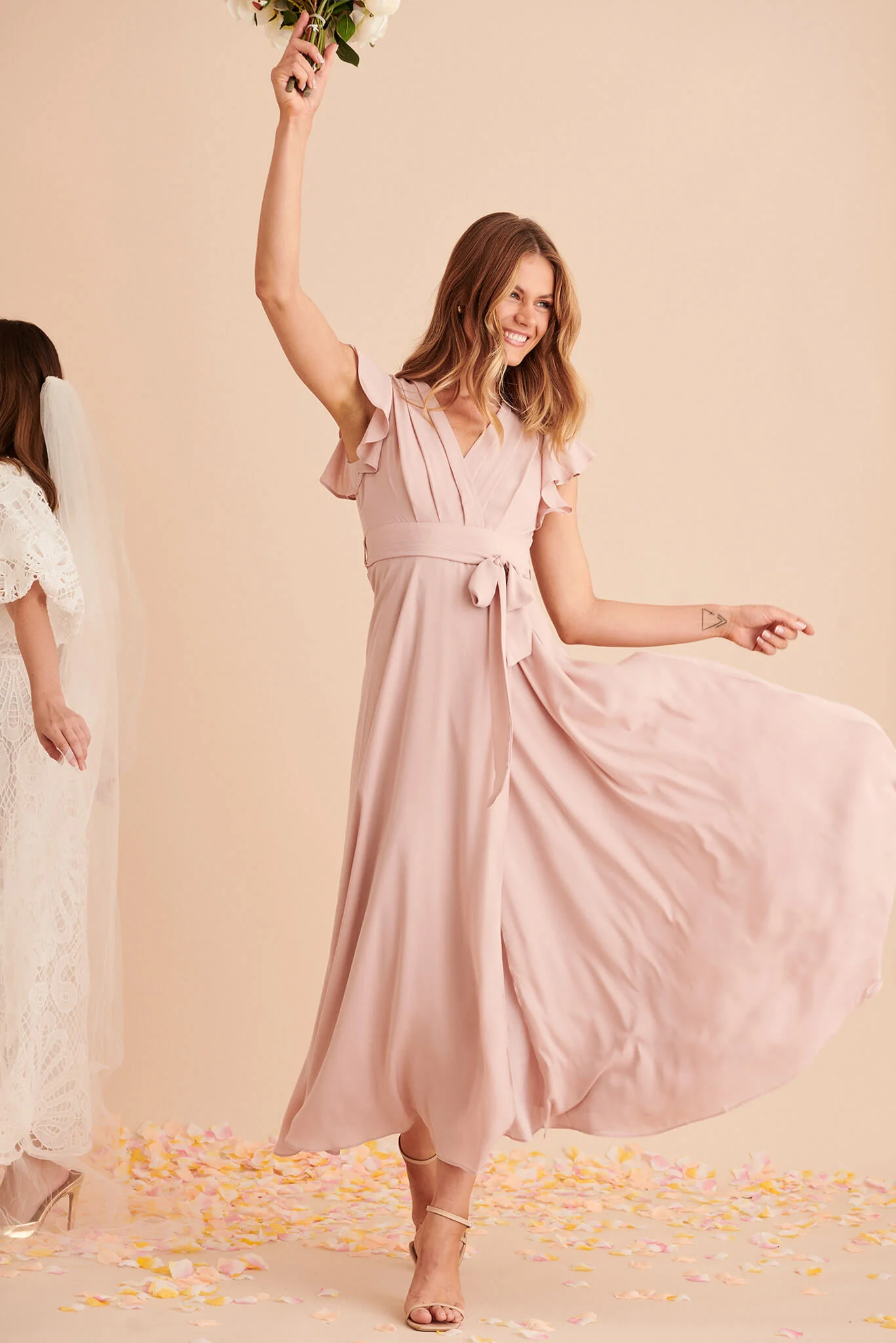 Wynter Chiffon Dress In Blush