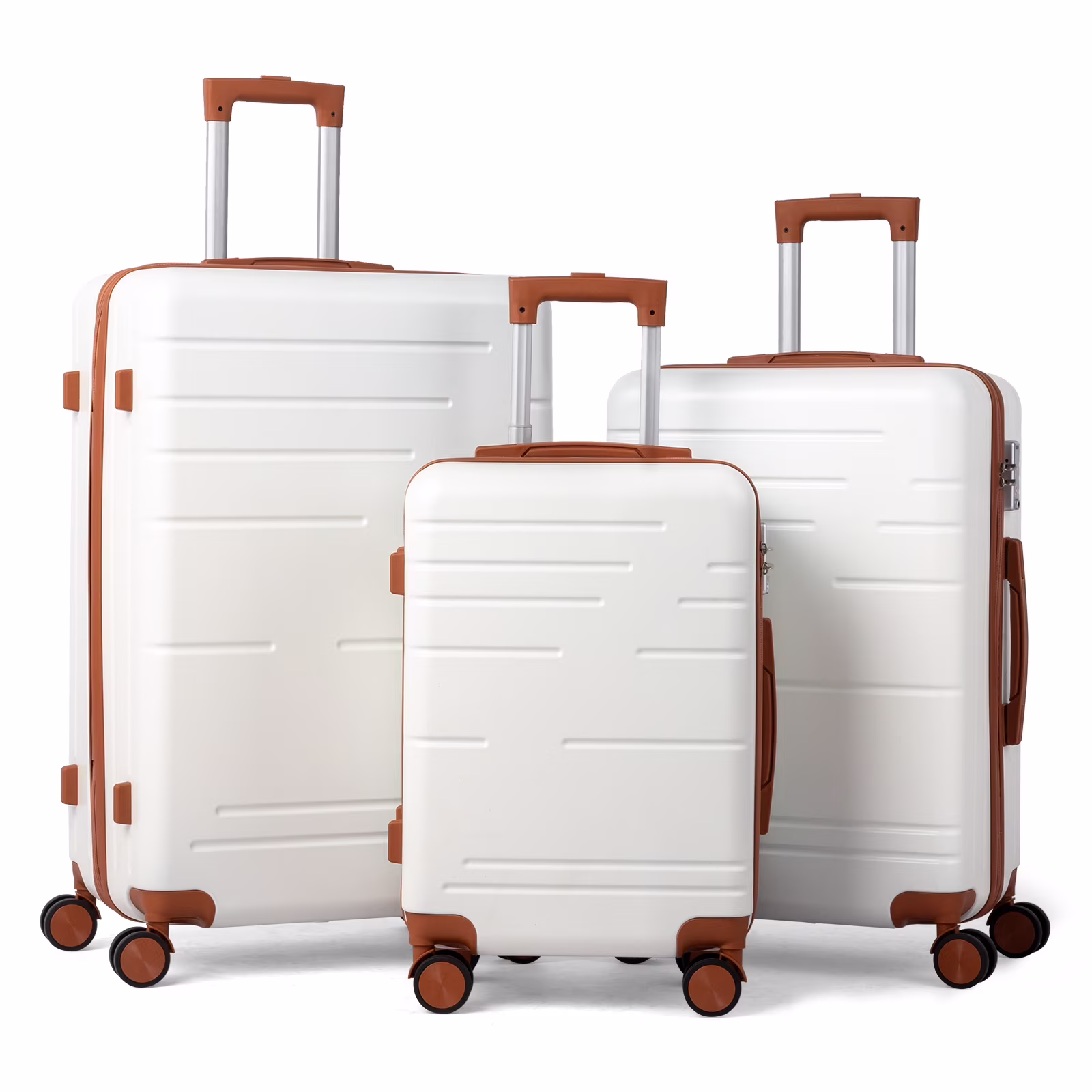 Zimtown Luggage 3 Piece Set Suitcase ABS Hardside Lightweight with TSA Lock Spinner Wheels, Beige