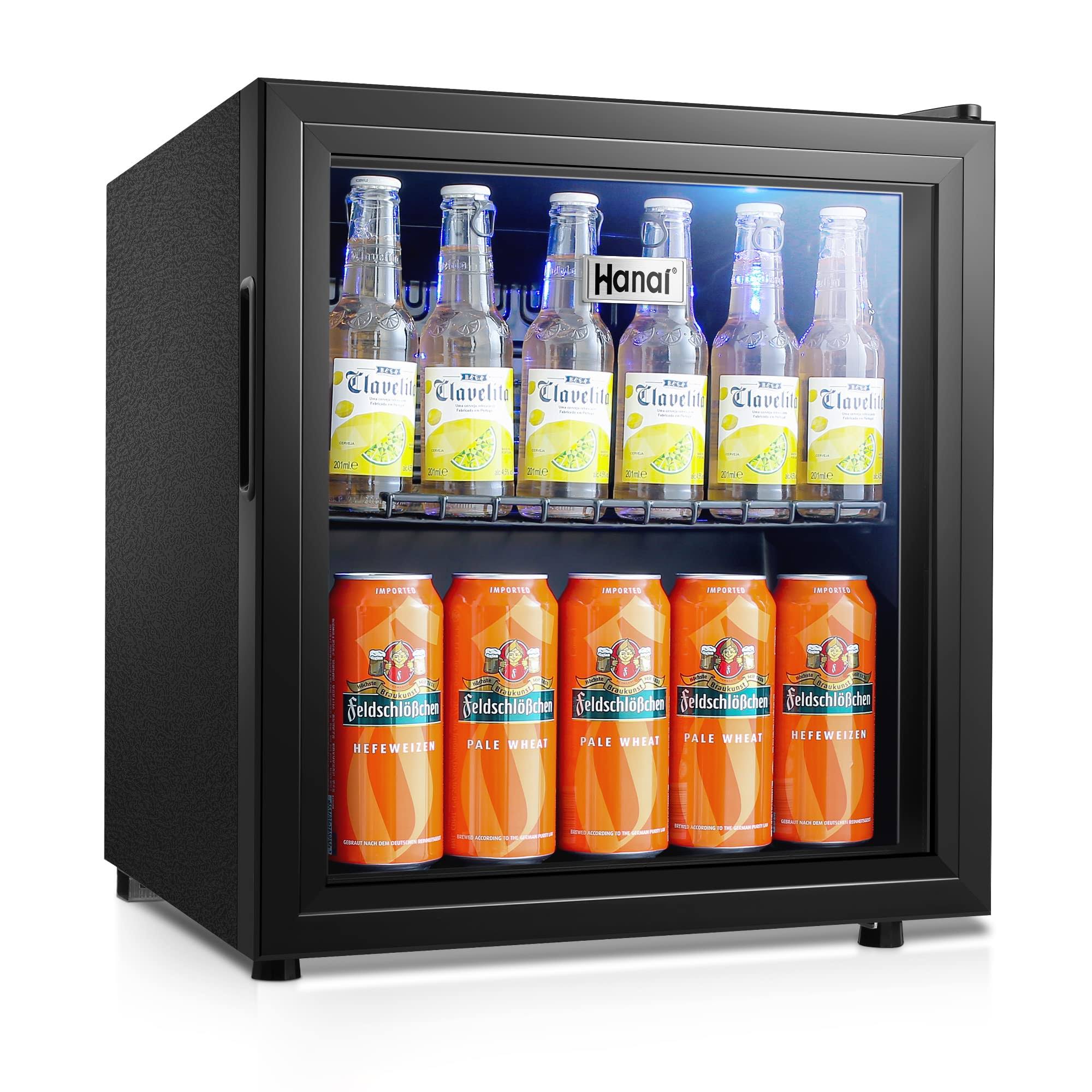Beverage Refrigerator Cooler 62 Can Small Mini Fridge for Home, Office or Bar with Glass Door and Adjustable Removable Shelves,Perfect for Soda Beer