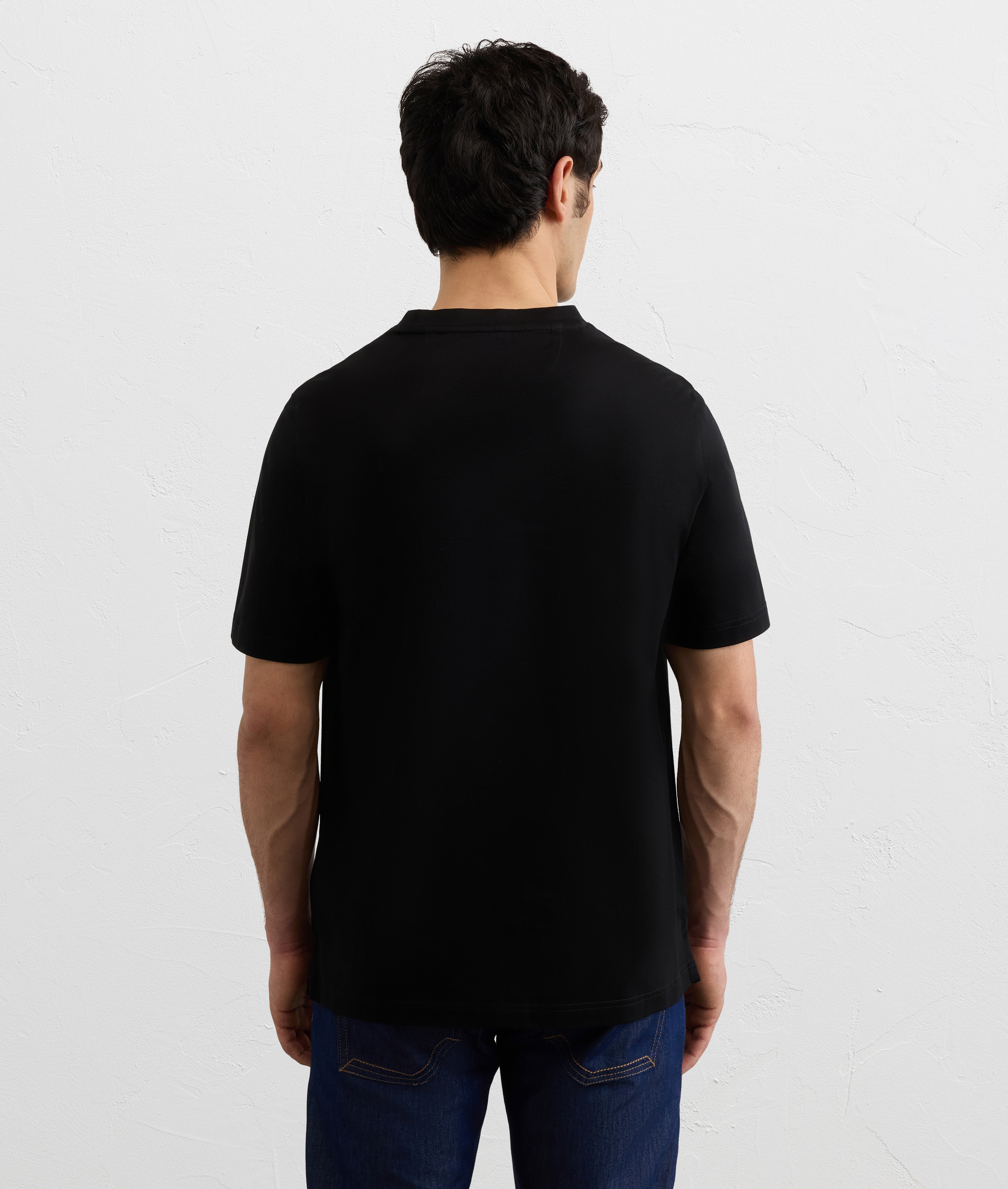 BLACK MERCERIZED COTTON JERSEY SHORT SLEEVED T SHIRT