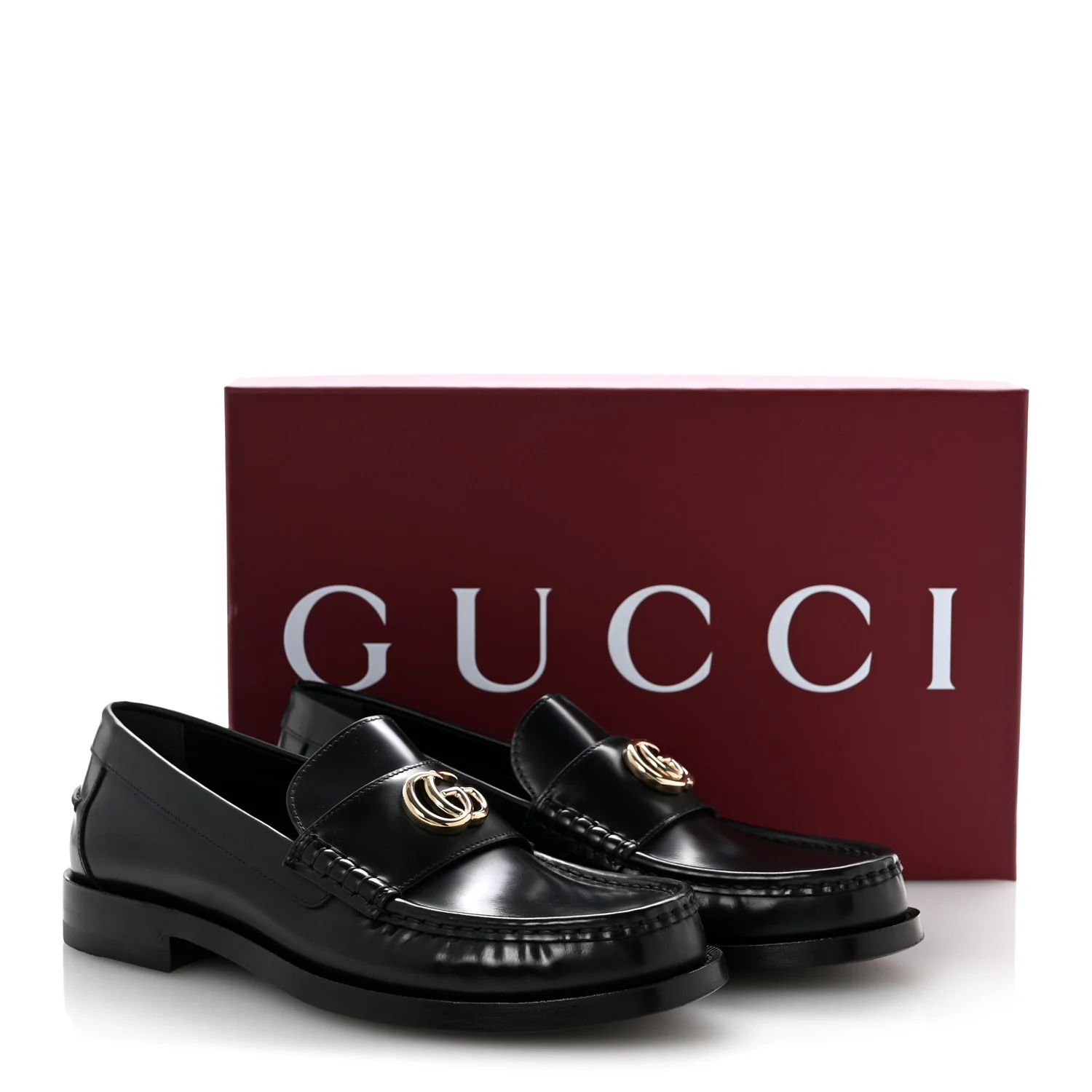 Calfskin Millennial Ribot Womens GG Loafers 38.5 Black