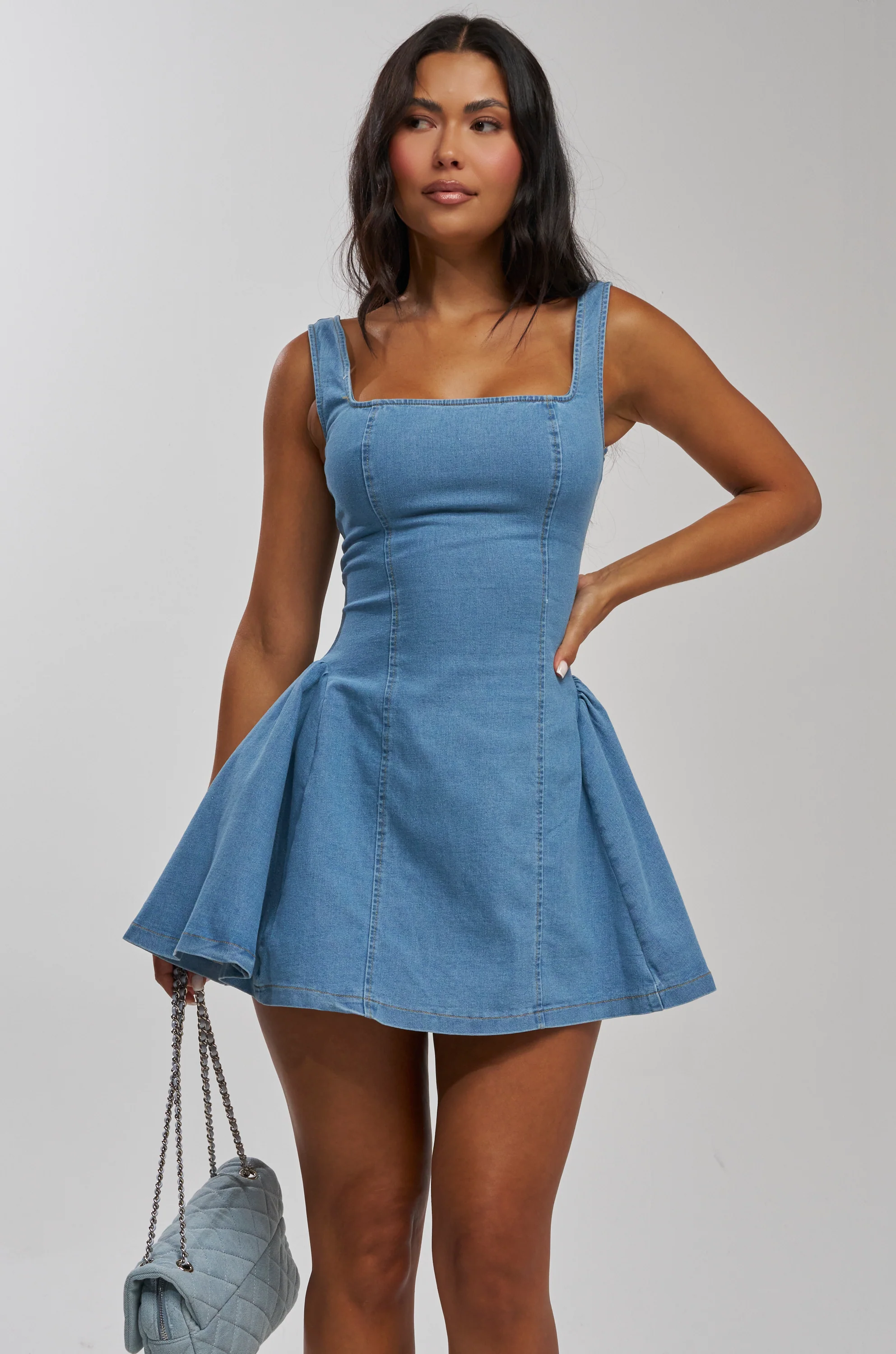 DON'T COPY ME DENIM MINI DRESS - Akira Store