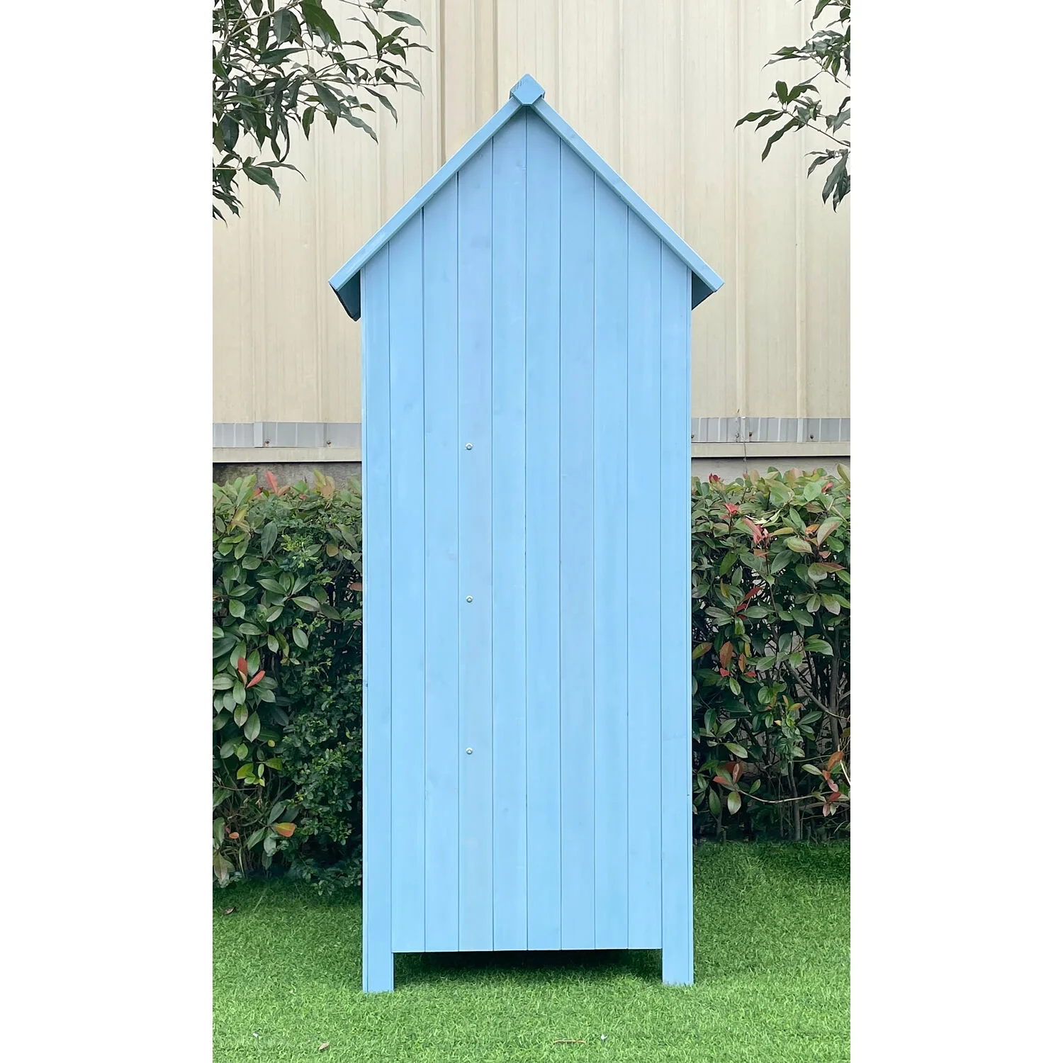 Sturdy Durable Waterproof Wood Outdoor Vertical Storage Shed, 70.40"x 30.30"x21.30", Blue - Image 8