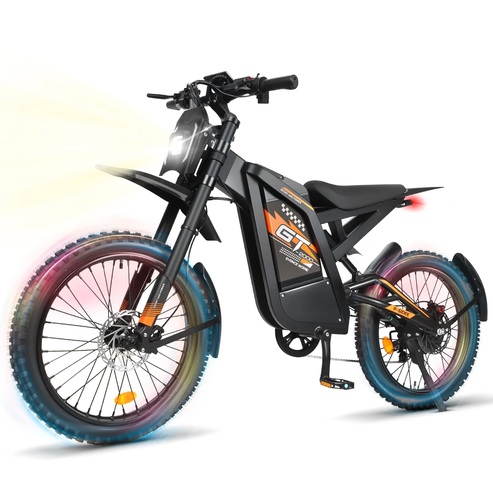 GT2000 Electric Dirt Bike for Adults, 3000W Peak Electric Motorcycle, 37MPH Electric Bike, 48V 30Ah Battery, 85+Miles Mountain Bike, 24" Fat Tire Ebike, Hydraulic Brakes, Full Suspension, UL2849(Black) - Image 9