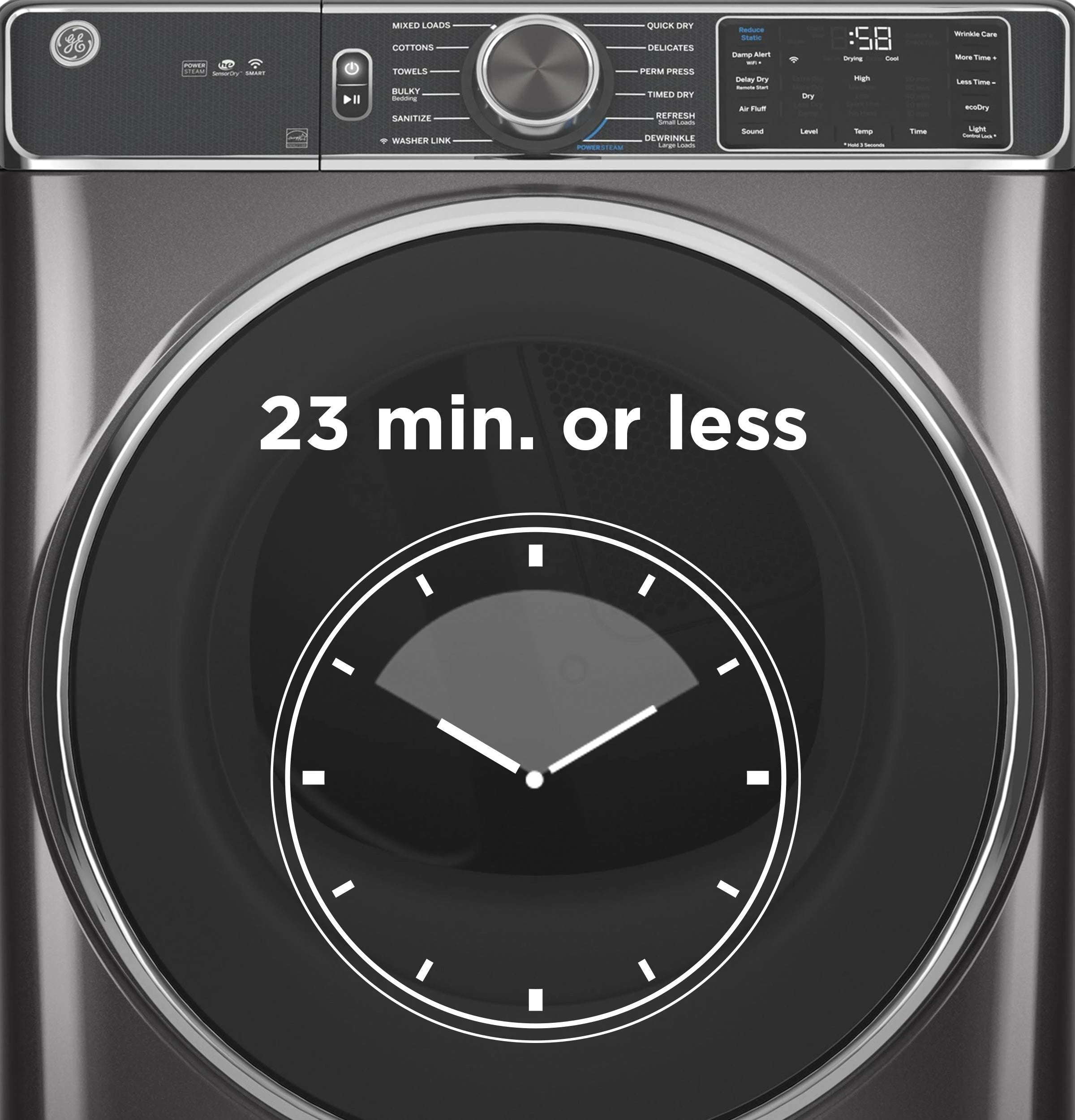GE 7.8 Cu. ft. Capacity White Smart Front Load Electric Dryer with Steam - GFD85ESSNWW - MadeInUSA