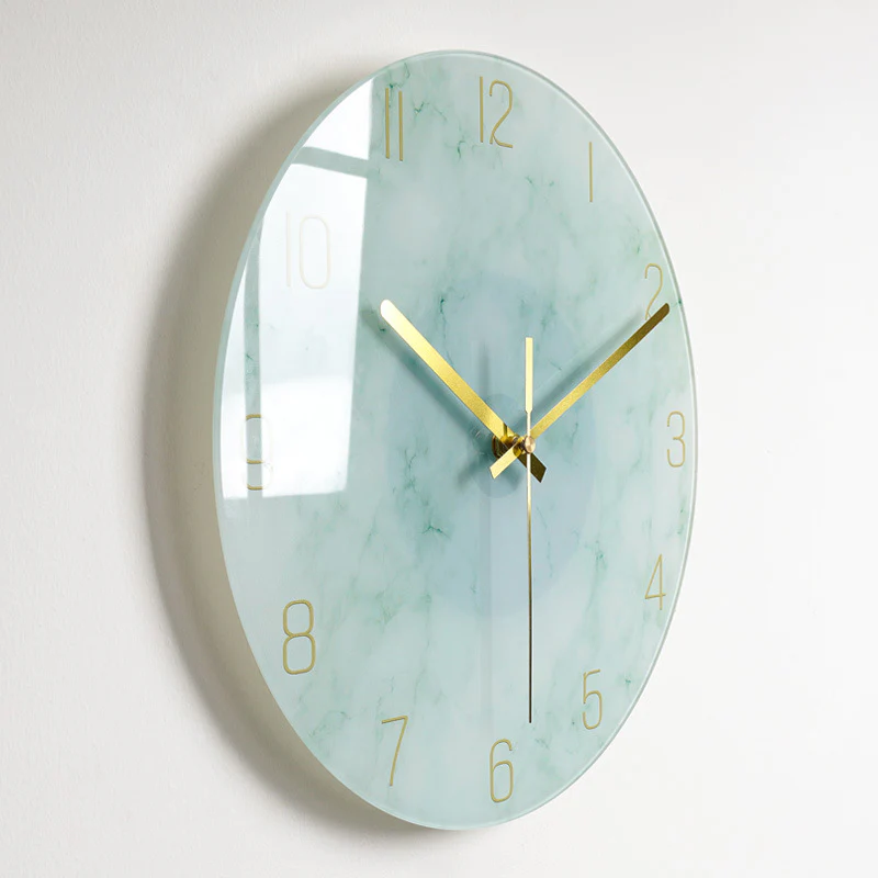 Modern Silent Quartz Wall Clock – Glass Style Living Room Decor (Battery Powered)