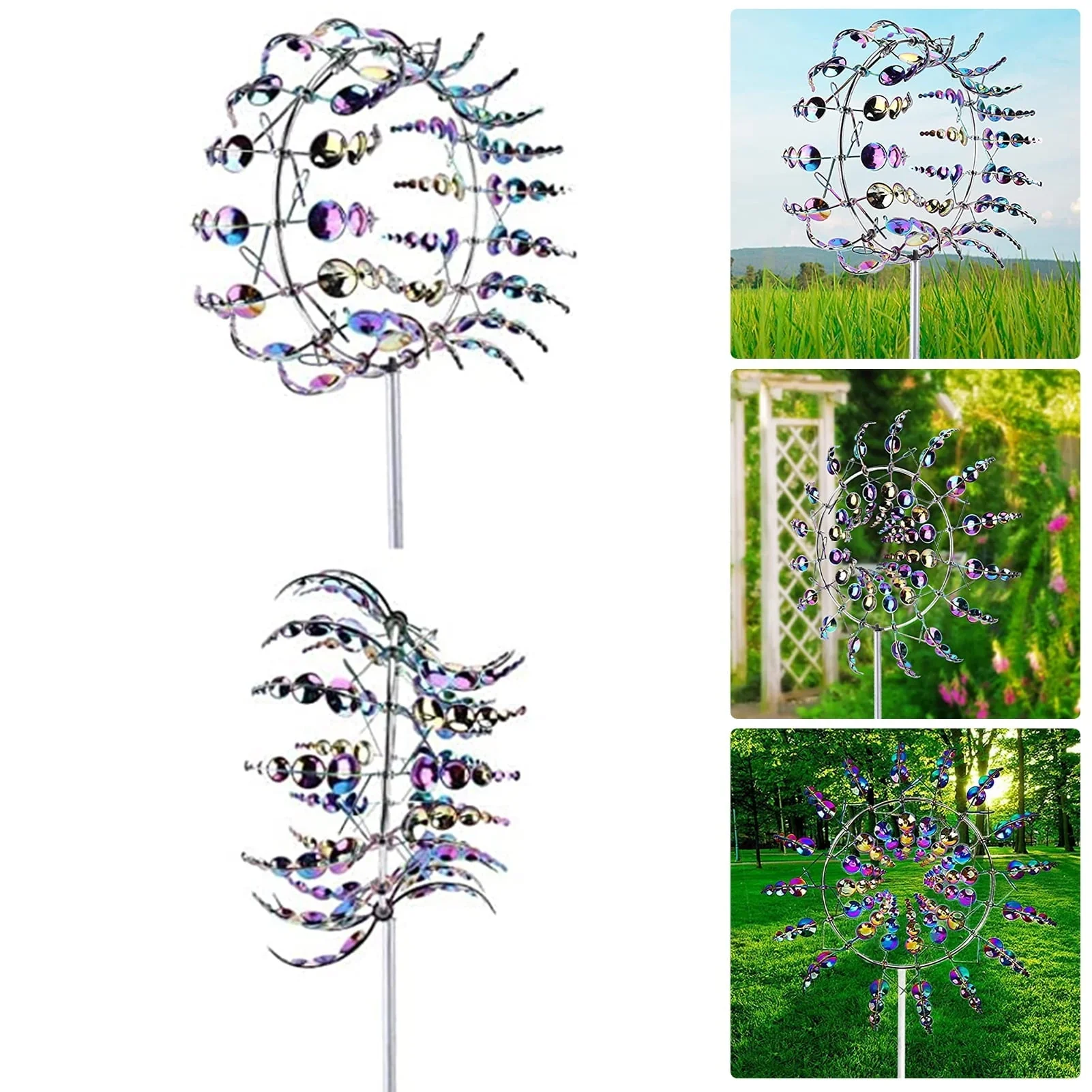 Limei Colorful Wind Spinner 39 Large Vertical Windmill Metal Sculpture Garden Decoration Lawn Ornaments Yard Art Decor Outdoor Pinwheel for Patio
