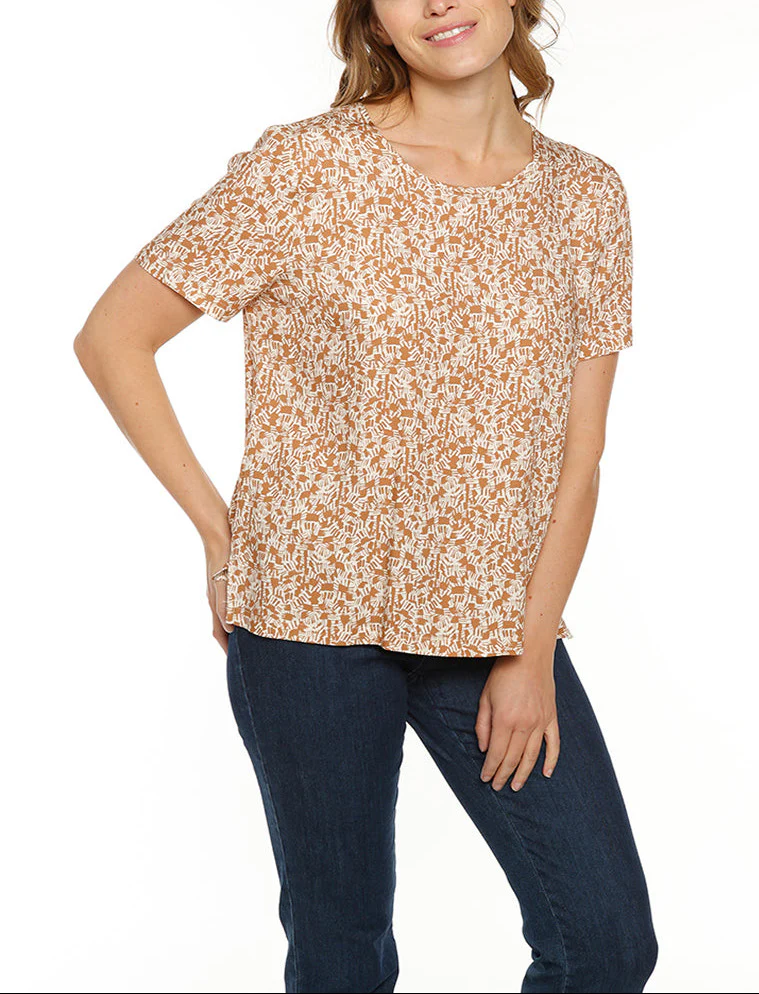Blouse femme en viscose beige camel