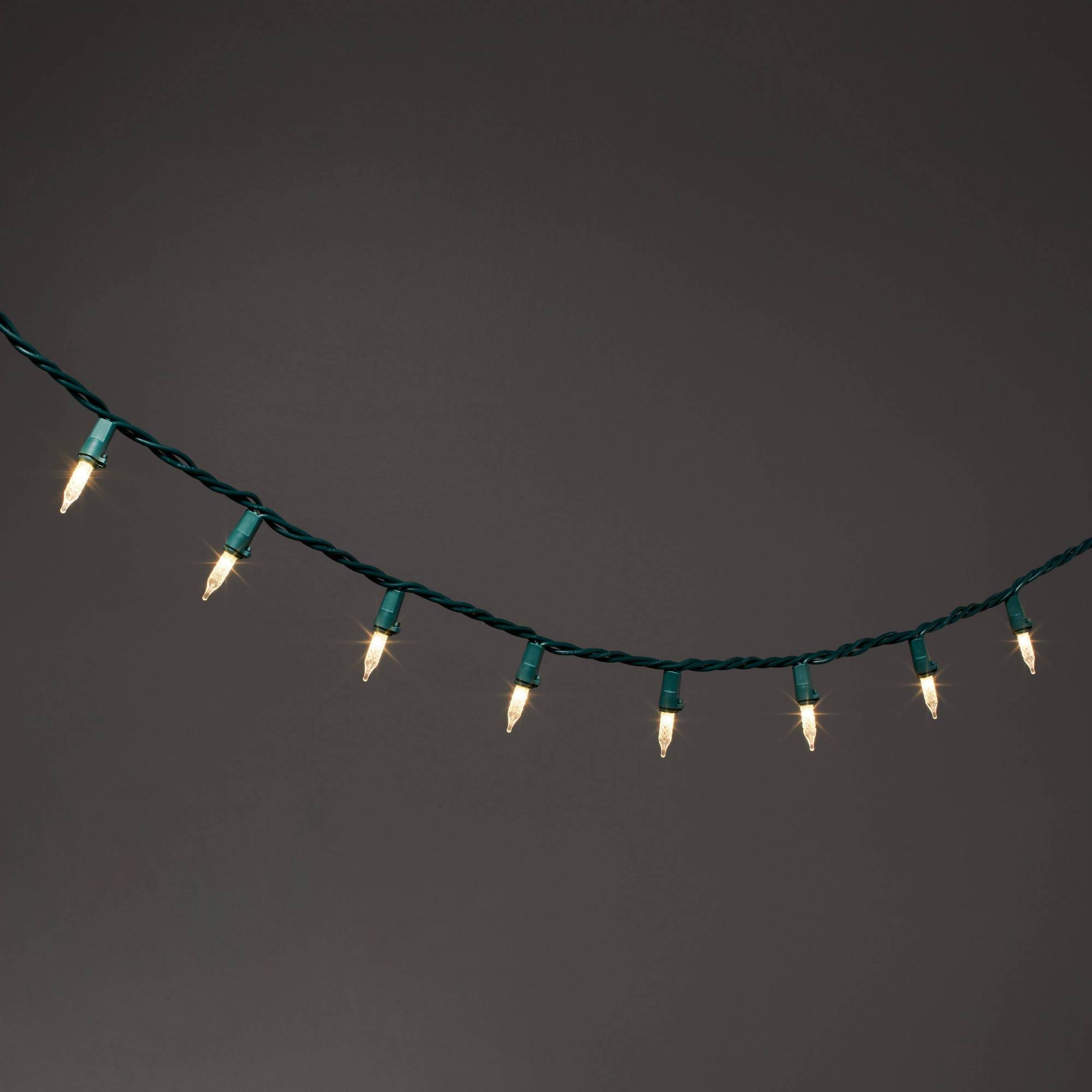 60ct LED Faceted Mini String Lights Warm White with Green Wire - Wondershop